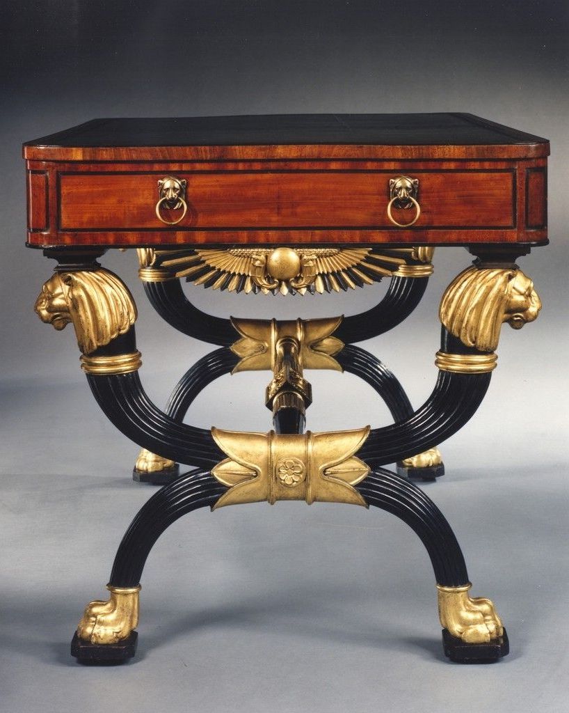 Phillip Brass Console Tables In Famous Side View, Highly Important Mahogany Ebonized Writing Table In (View 14 of 20)