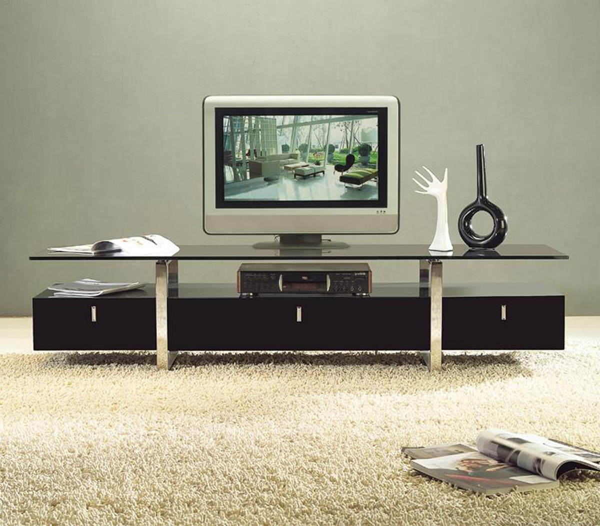 Popular Contemporary Modern Tv Stands Inside Clear Lined Design Contemporary Brown Color Tv Stand With Glass Top (Photo 6 of 20)