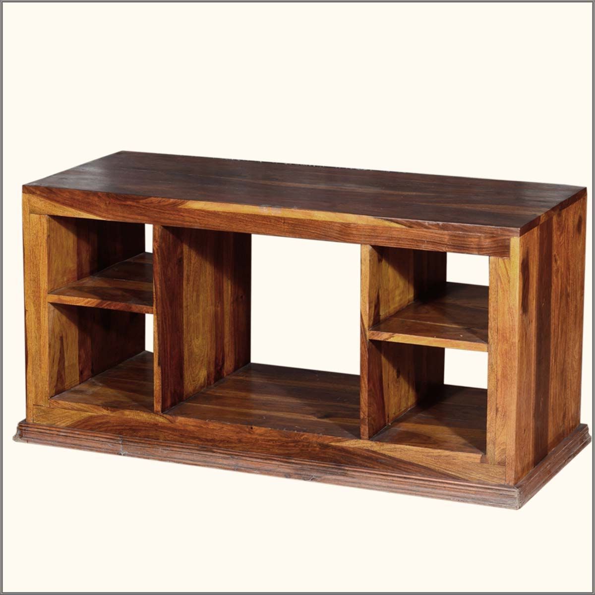Popular Hard Wood Tv Stands For Dallas Contemporary Solid Hardwood Open Back Tv Stand Media Console (View 12 of 20)