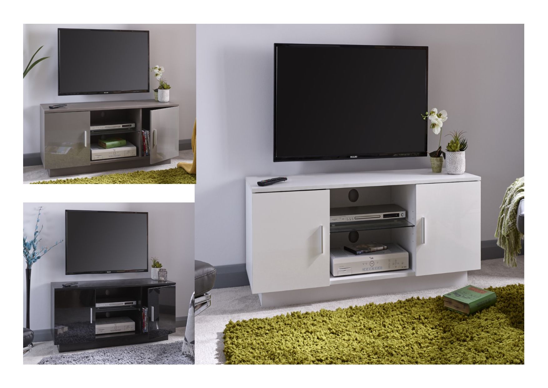 Popular Lima High Gloss Tv Unit – Black, Grey Or White – Tv Cabinet With Regarding Black Gloss Tv Units (View 8 of 20)
