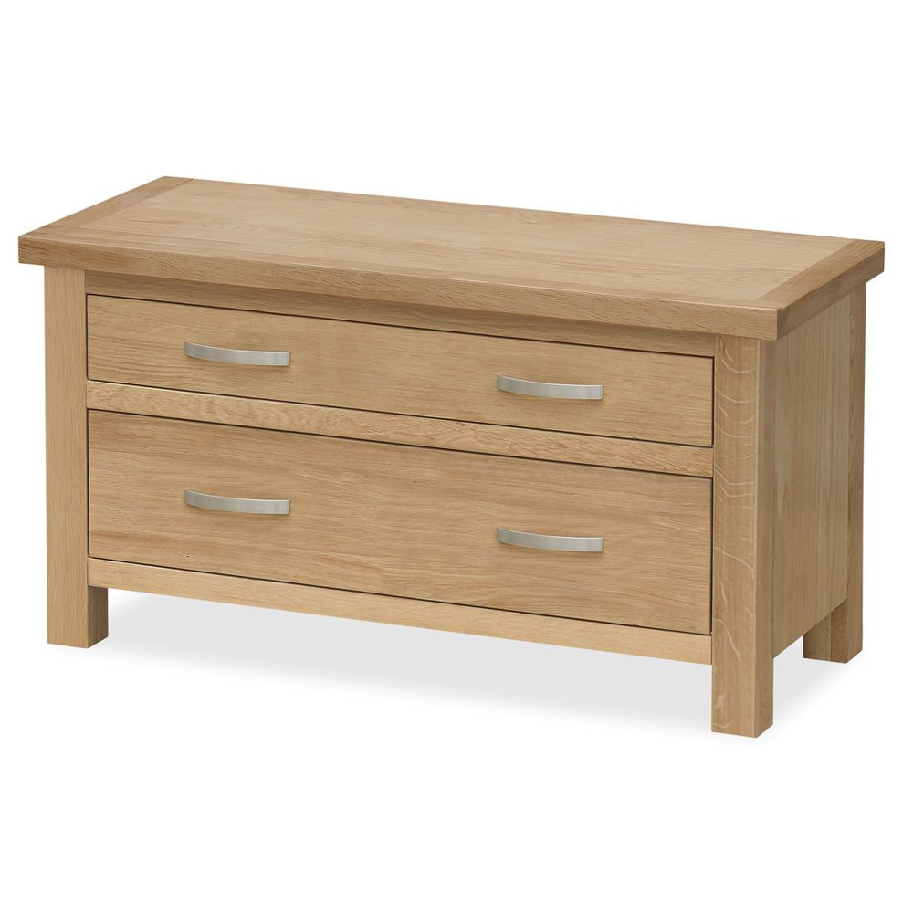 Popular Low Oak Tv Stands Inside London Oak Tv Stand With Drawers / Light Oak Low Chest / Solid Wood (Photo 14 of 20)