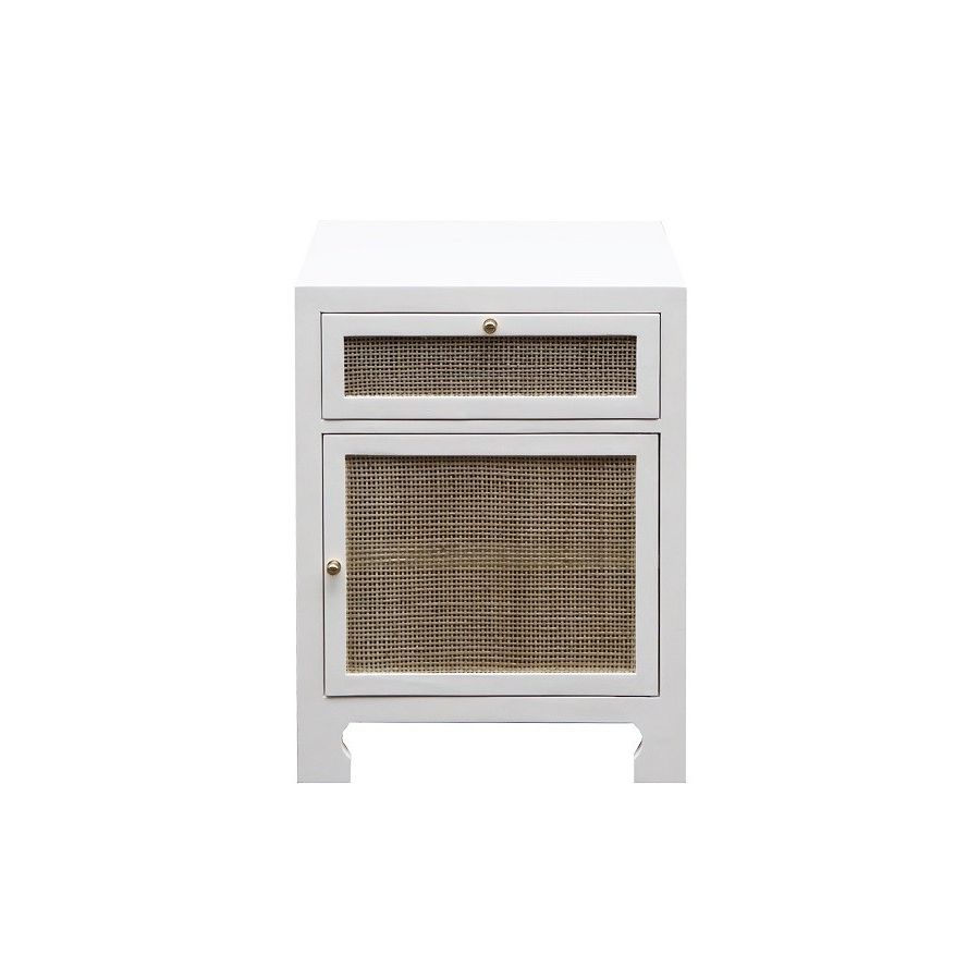 Popular Natural Cane Media Console Tables In Ruth Cane & White Lacquer Bedside Table (Photo 7 of 20)
