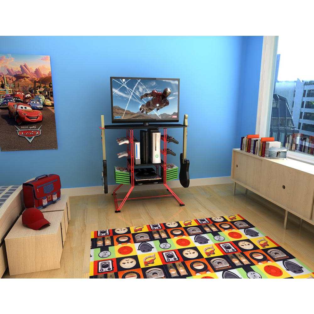 Preferred Atlantic 37 In. Red Centipede Game Storage And Tv Stand 45506142b Throughout Red Tv Stands (Photo 17 of 20)