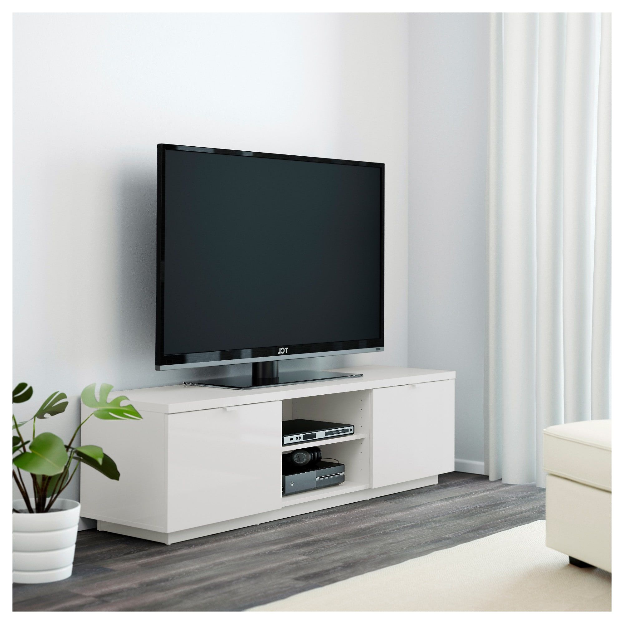 Preferred Byås Tv Bench High Gloss White 160 X 42 X 45 Cm – Ikea Throughout Black Gloss Tv Benches (Photo 15 of 20)