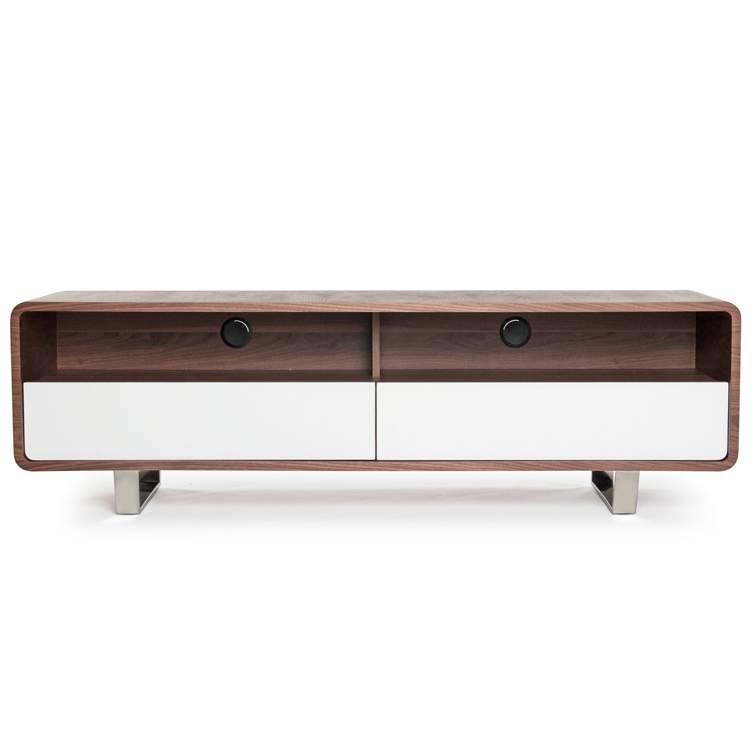 Preferred Contemporary Wood Tv Stands Regarding Modern Low Platform Tv Stand In Walnut And White (View 11 of 20)