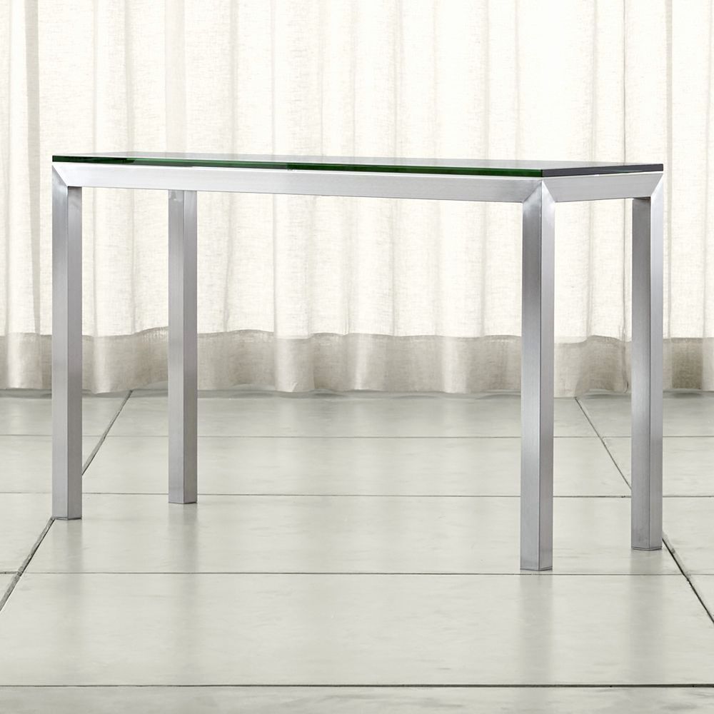 Preferred Parsons Clear Glass Top & Brass Base 48x16 Console Tables With Tavolo A Consolle Fresco Parsons Clear Glass Top Stainless Steel (View 12 of 20)