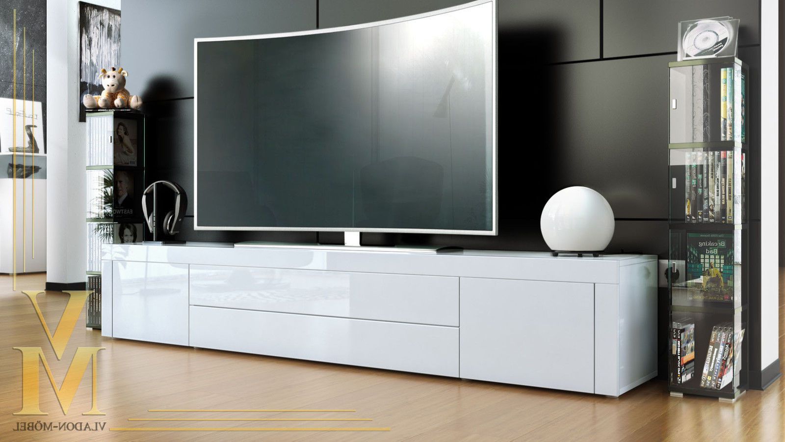 Preferred Tv Stand Board Unit Lowboard Cabinet La Paz White – High Gloss In Gloss White Tv Cabinets (View 6 of 20)