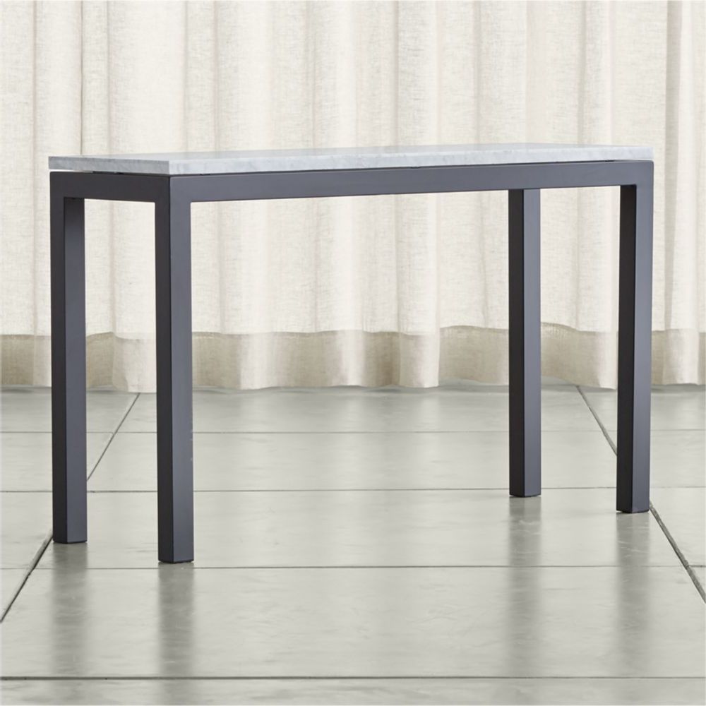Featured Photo of 2024 Best of Parsons White Marble Top & Dark Steel Base 48x16 Console Tables