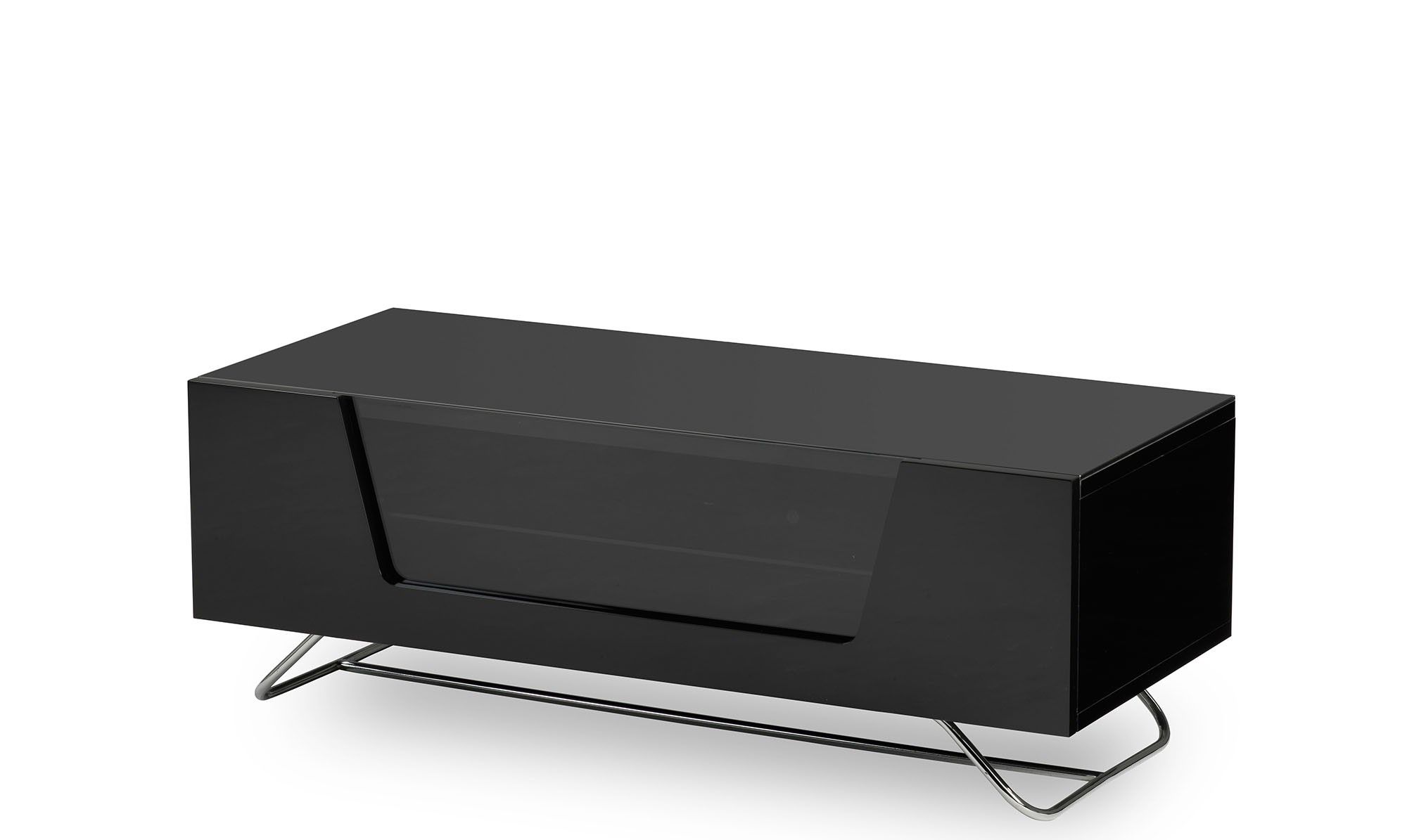 Recent High Gloss Tv Unit With Led Lights Glass And Steel Stand Wood Metal In Black Gloss Tv Stands (Photo 7 of 20)