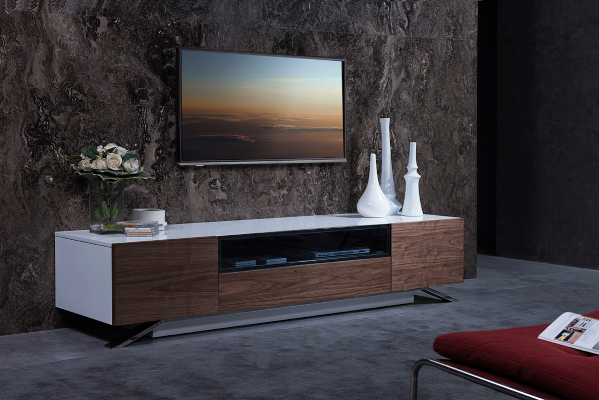 Recent Walnut And Black Gloss Tv Units With Walnut And White Gloss Tv Stand Base For Lcd Los Angeles California (Photo 13 of 20)