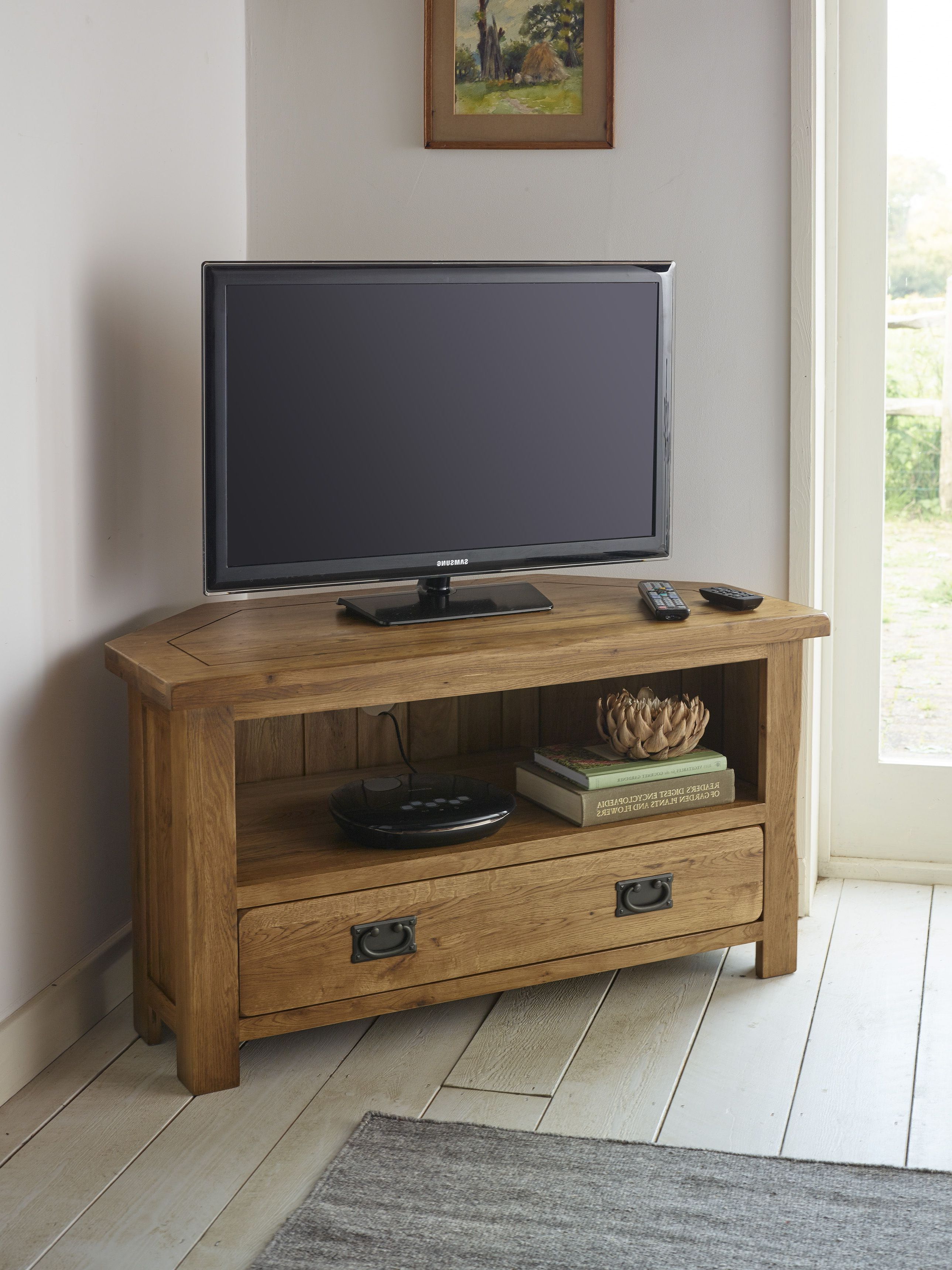 Rustic Corner Tv Cabinets In Newest Original Rustic Solid Oak Corner Tv Cabinet (View 5 of 20)