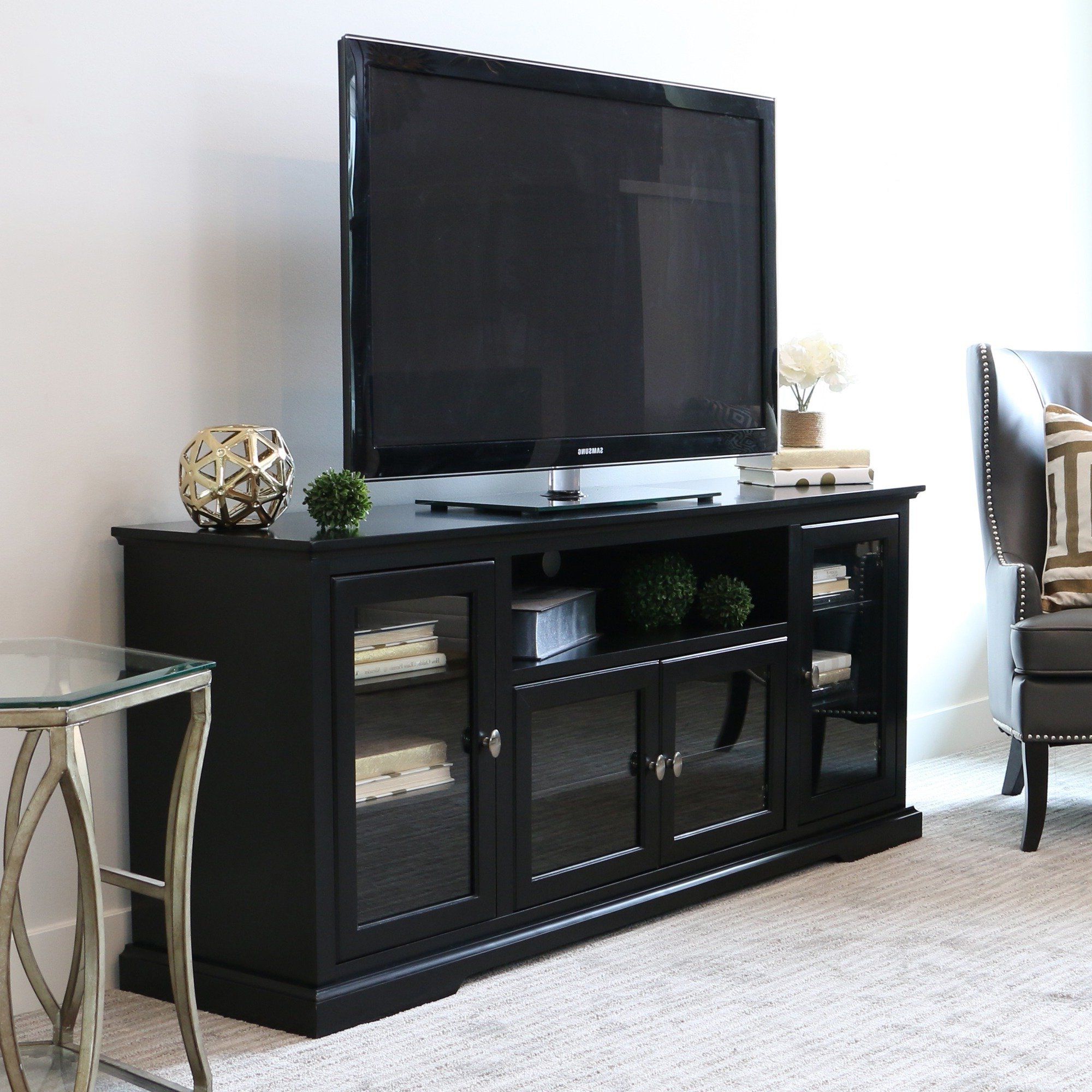 Rustic Red Tv Stands Within Well Known Shop 70 Inch Black Wood Highboy Tv Stand – Free Shipping On Orders (Photo 8 of 20)