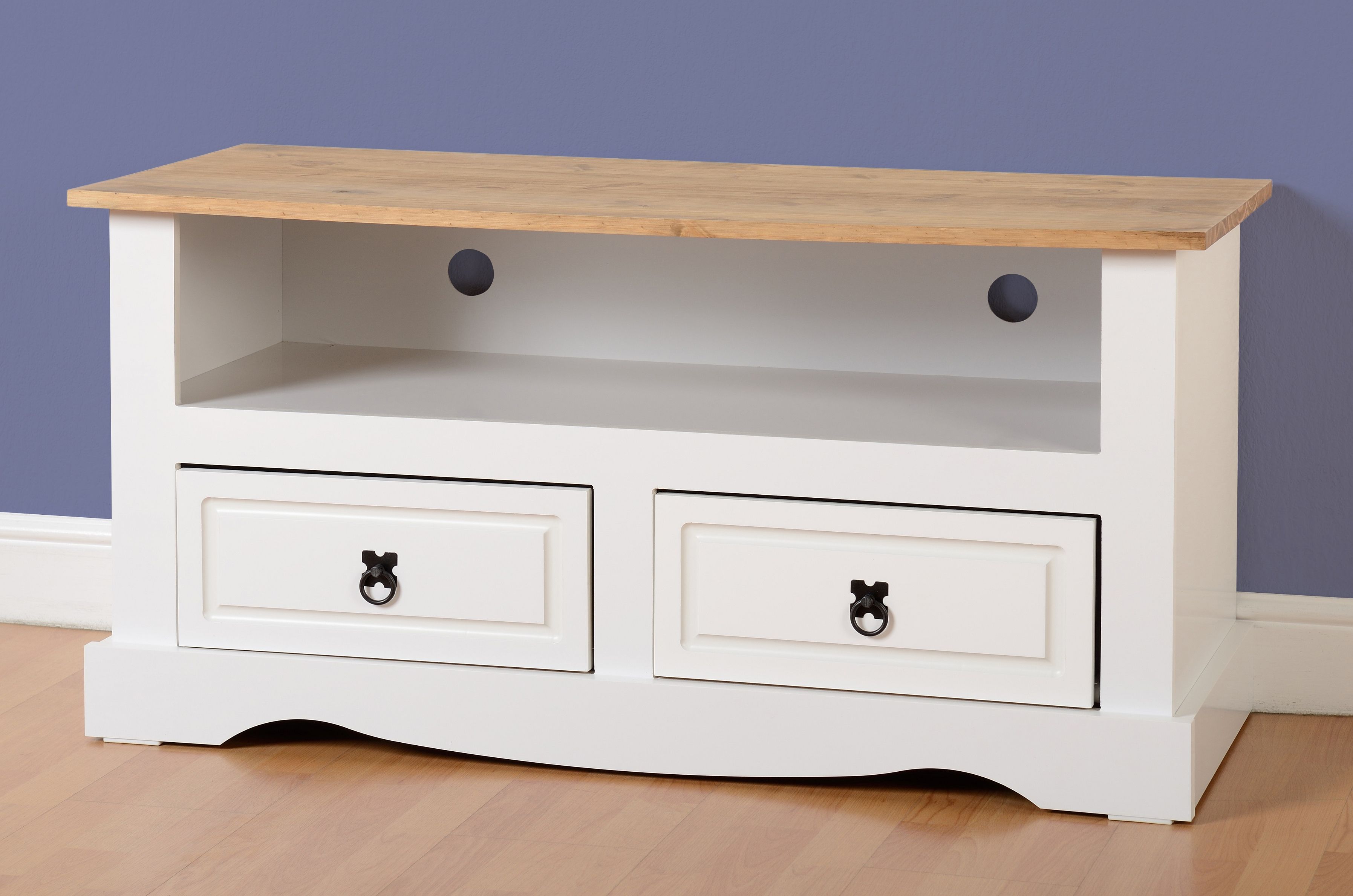 Seconique Corona White 2 Drawer Tv Entertainment Unit With Solid Within Recent Tv Drawer Units (Photo 10 of 20)