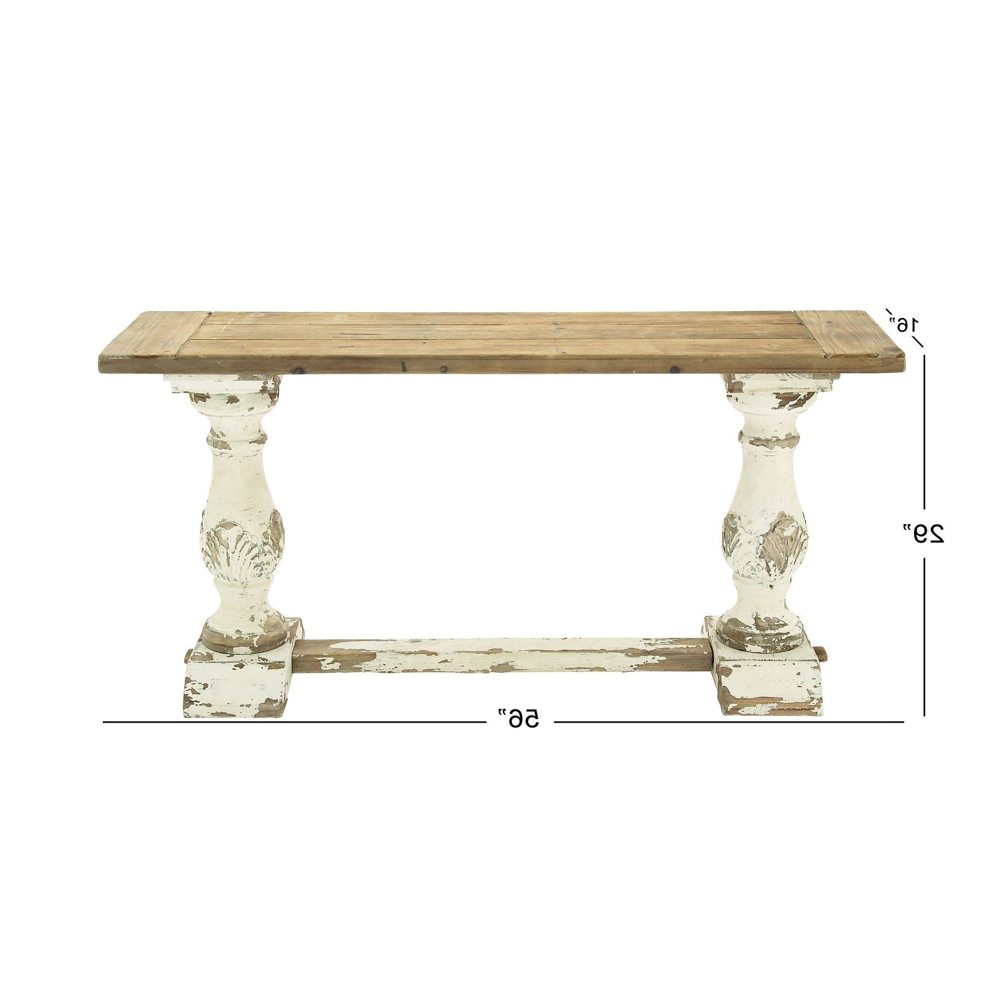 Shop 59" X 29" Antique Wood & Distressed White Console Table Pertaining To Most Popular Antique White Distressed Console Tables (View 15 of 20)