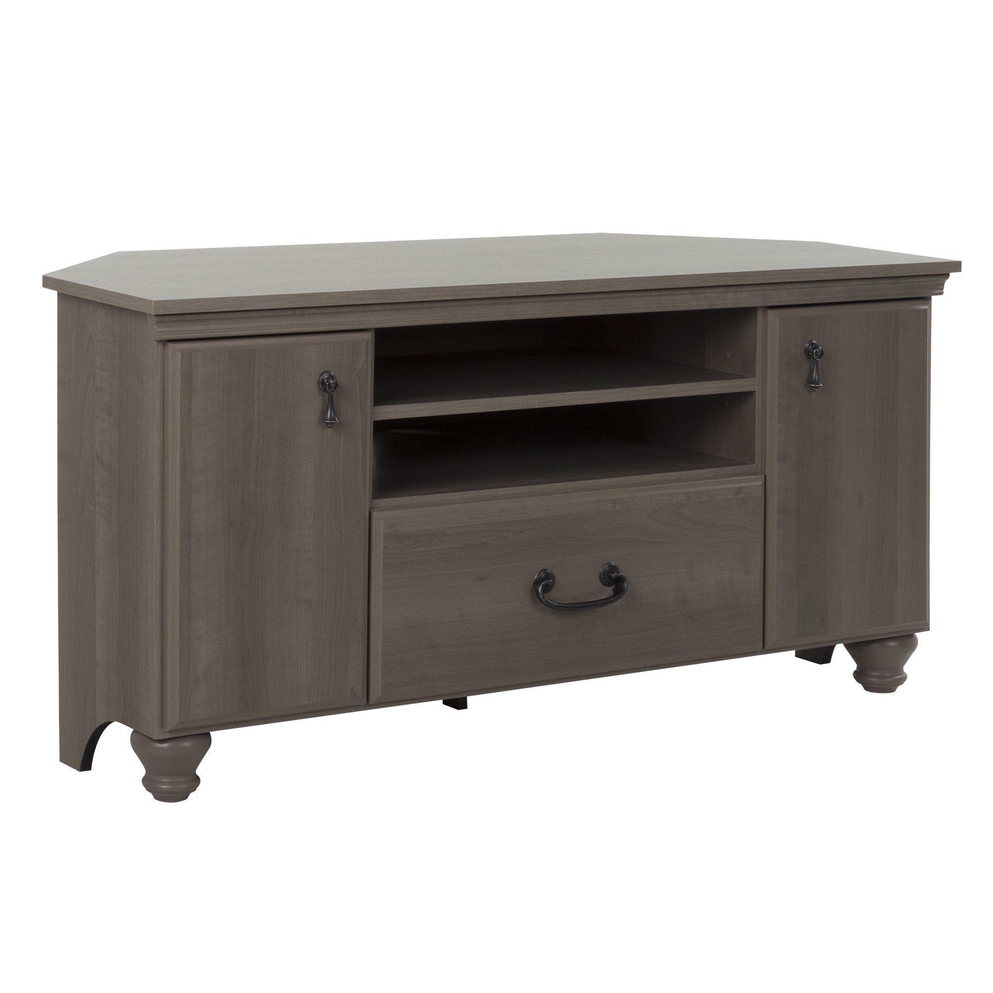 Shop Copper Grove Holopaw Grey Laminate Corner Tv Stand With For Fashionable Grey Corner Tv Stands (View 3 of 20)