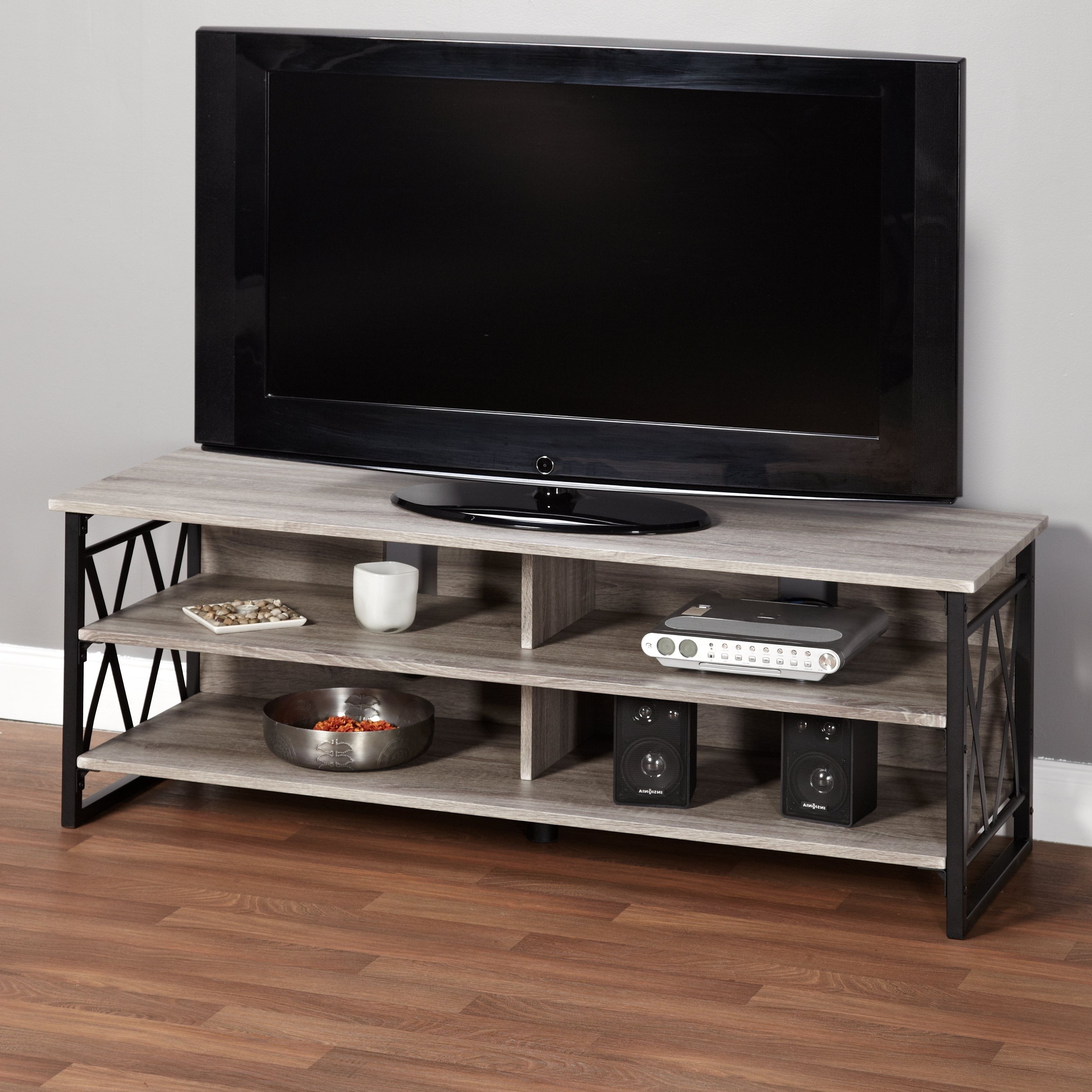 Shop Simple Living Seneca Xx 60 Inch Black/ Grey Rustic Tv Stand Intended For Widely Used Rustic 60 Inch Tv Stands (View 5 of 20)