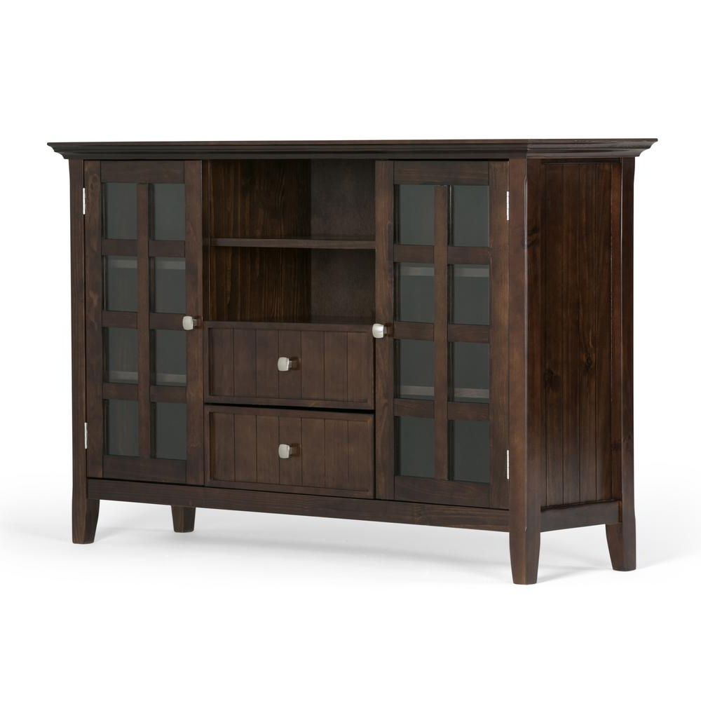 Simpli Home Acadian Tobacco Brown 59 In. Tall Tv Media Stand With Regard To Trendy Pine Tv Cabinets (Photo 10 of 20)