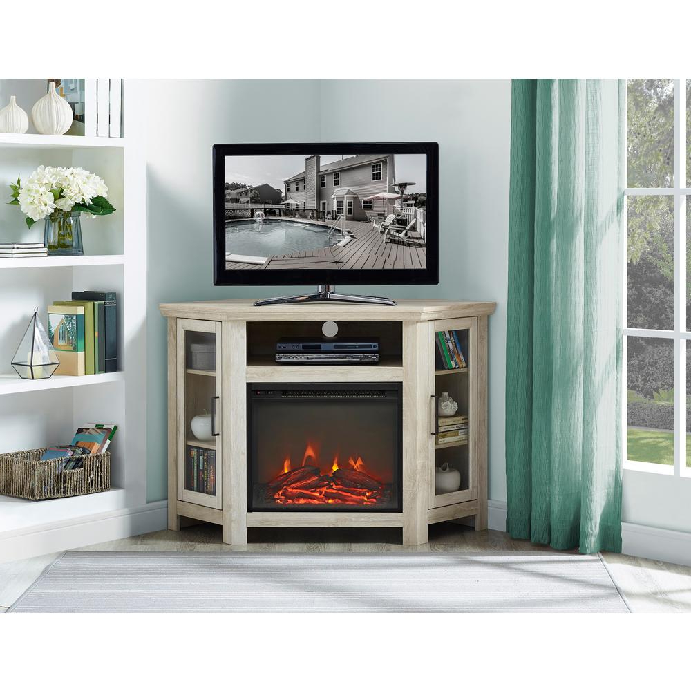 Small White Electric Fireplace Corner Heater Walmart Tv Stand Lowes Pertaining To Famous Tv Stands For Corners (Photo 19 of 20)