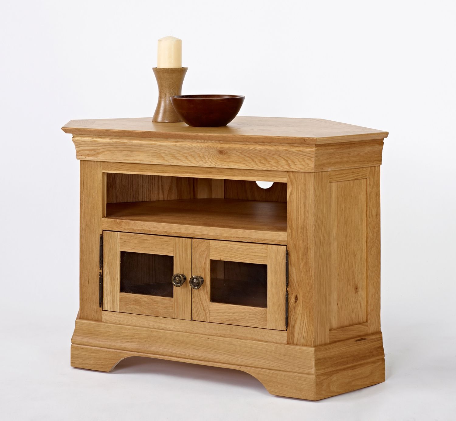 Solid Oak Corner Tv Cabinets Intended For Preferred Bordeaux Oak Corner Tv Cabinet – Be Home Furniture (View 13 of 20)