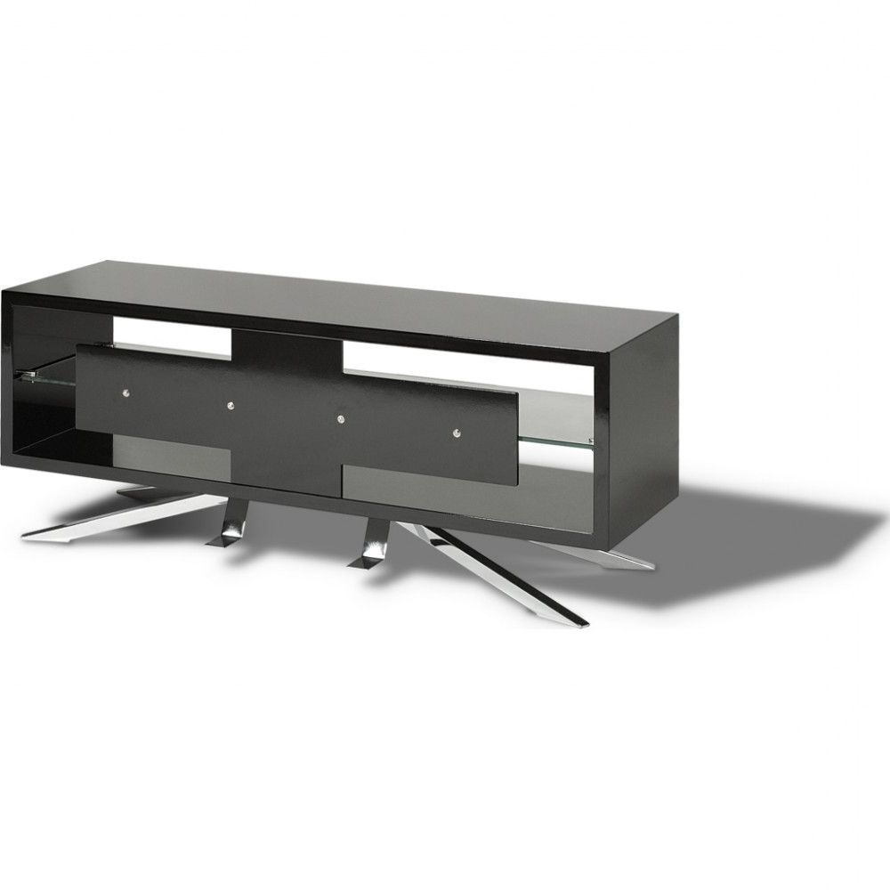 Techlink Arena Tv Stands Inside Well Known Chrome Plated Pyramidal Base; Cable Management And Power Strip (Photo 7 of 20)