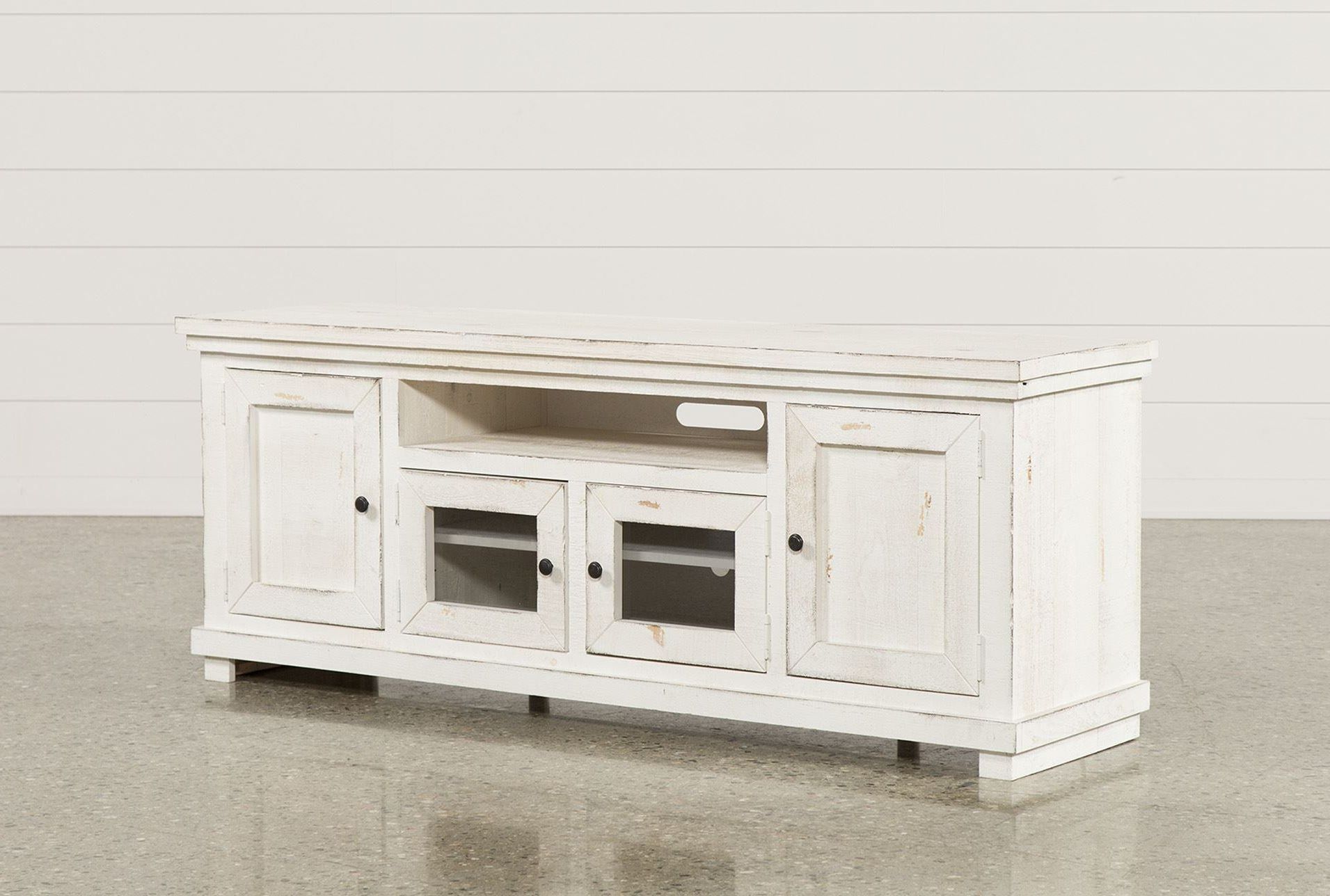 Trendy Canyon 74 Inch Tv Stand Living Spaces Tv Stand Throughout Most Popular Sinclair White 68 Inch Tv Stands (Photo 14 of 20)