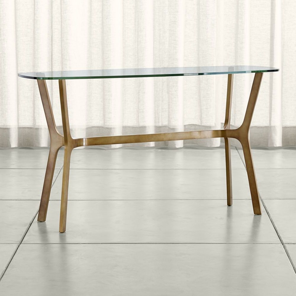 Trendy Elke Glass Console Table With Brass Base (View 1 of 20)