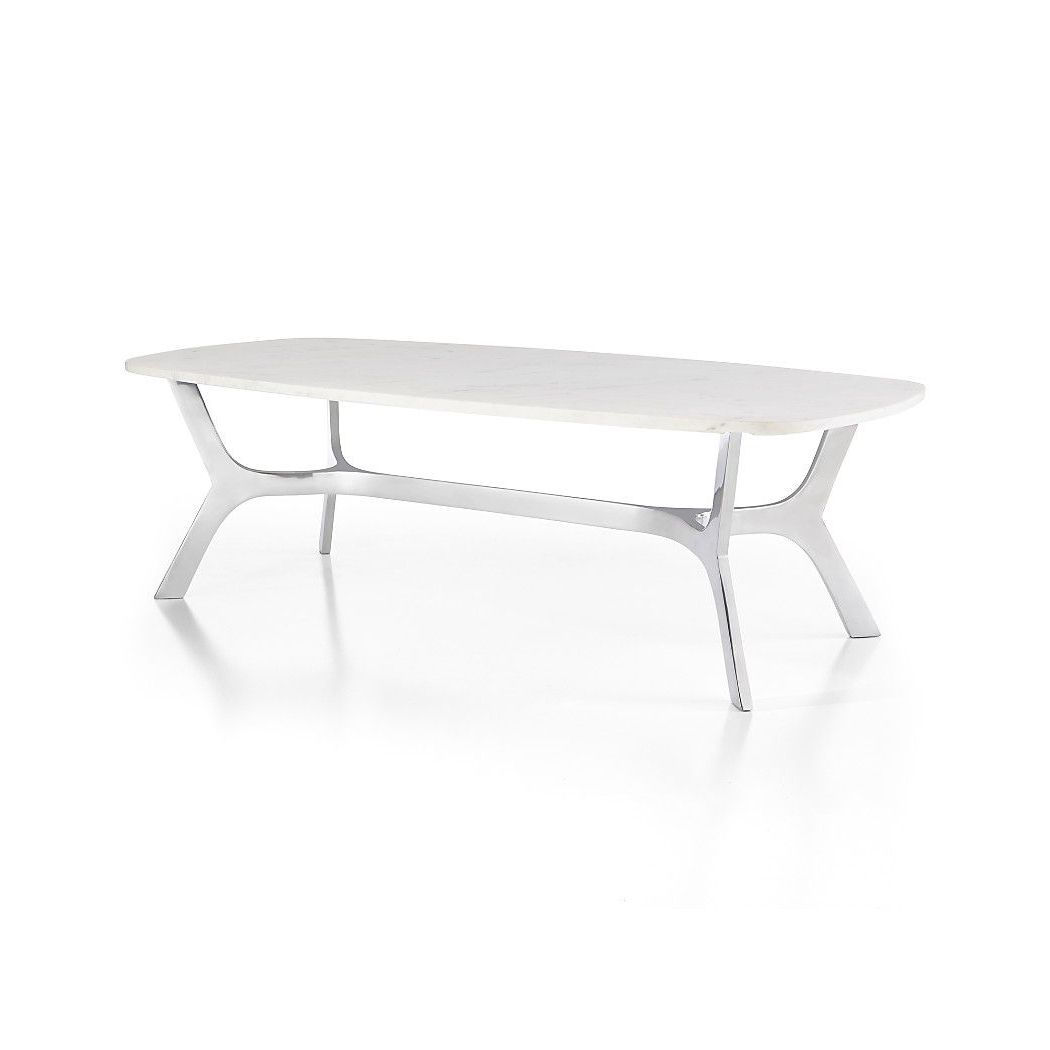Trendy Elke Marble Console Tables With Polished Aluminum Base With Elke Rectangular Marble Coffee Table With Polished Aluminum Base (View 2 of 20)
