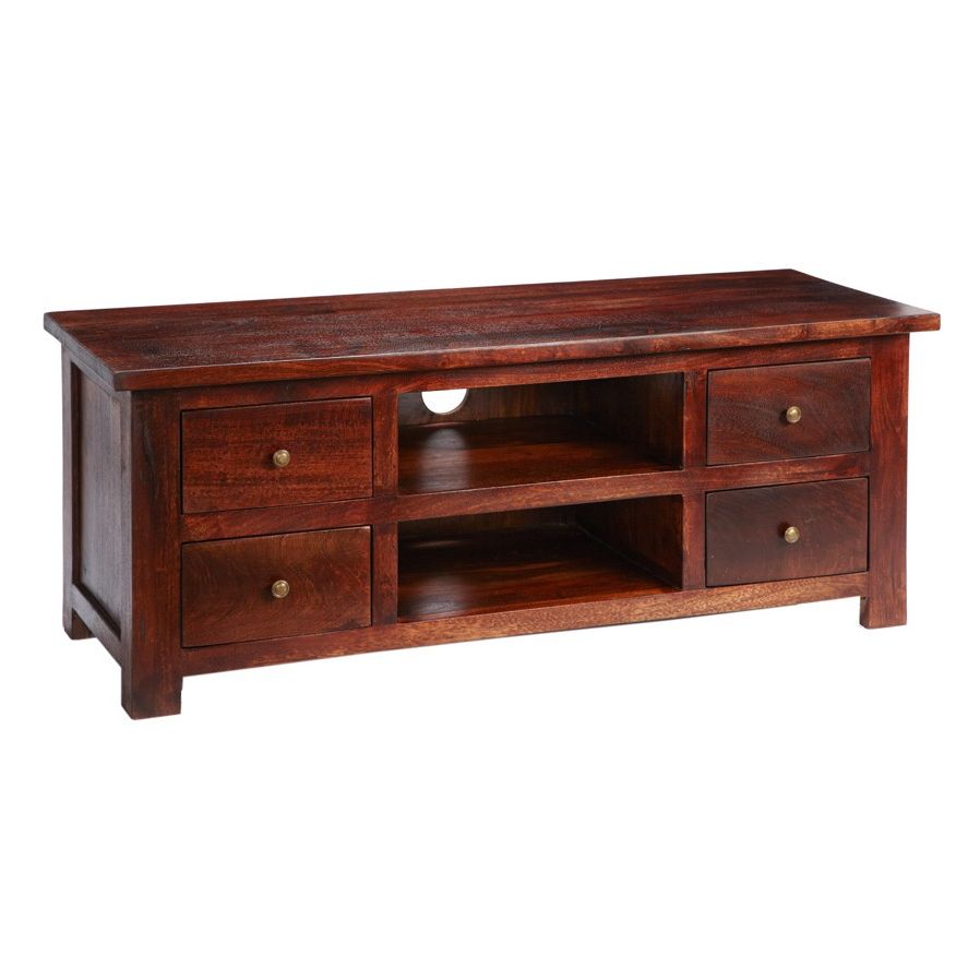 Trendy Maharani Dark Wood Tv Cabinet With Drawers Intended For Mango Tv Stands (Photo 10 of 20)
