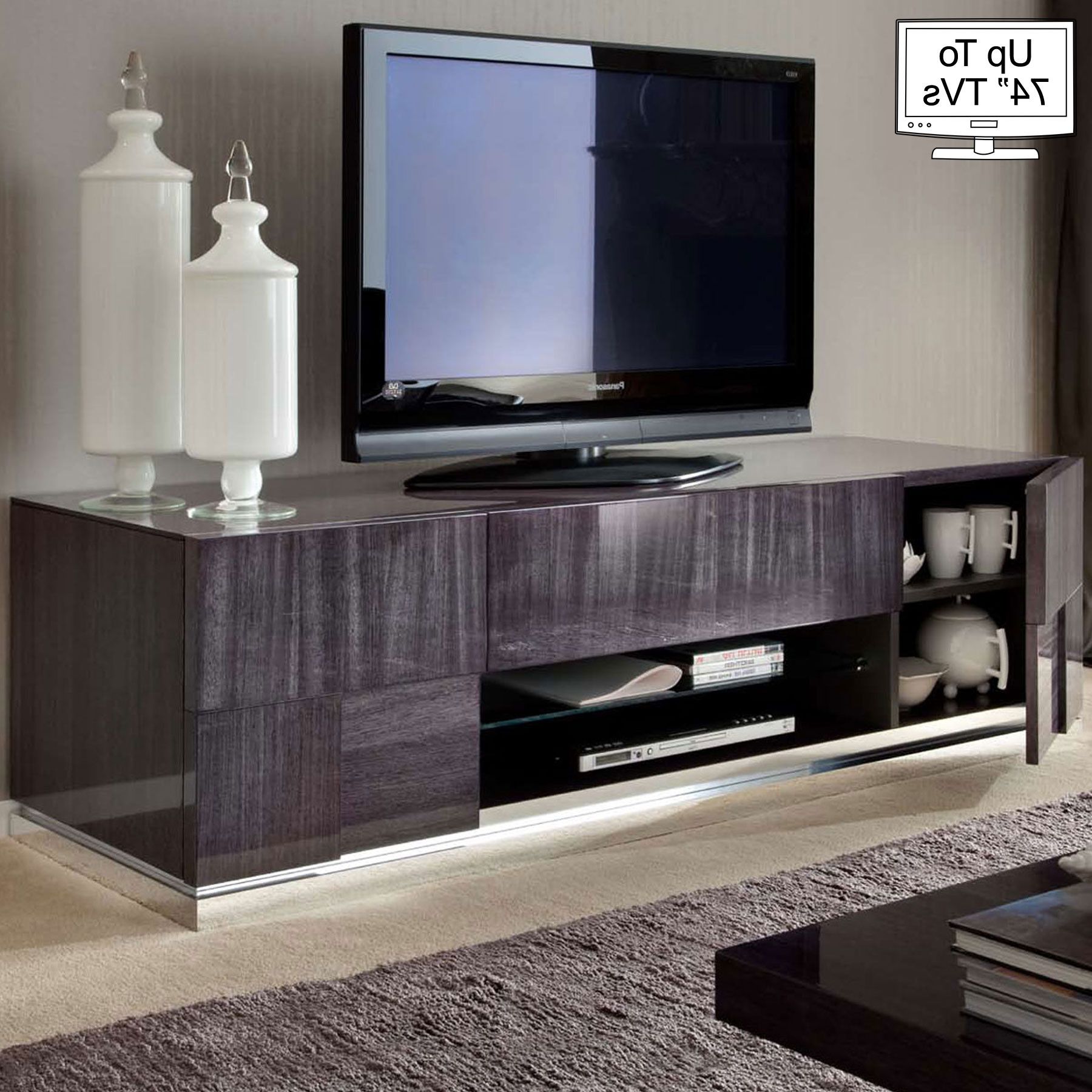 Trendy Monza High Gloss Tv Stand For Up To 74" Tvs Regarding High Gloss Tv Cabinets (View 1 of 20)