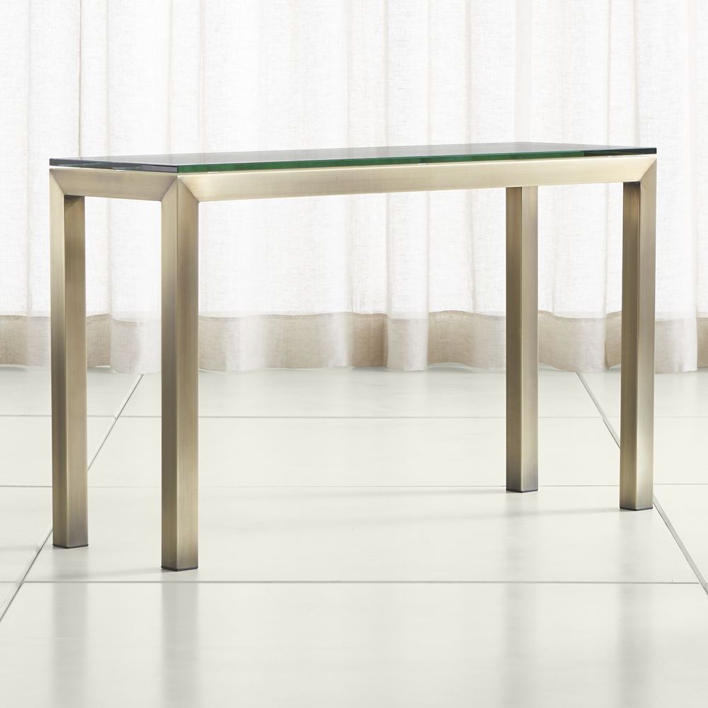Trendy Parsons Clear Glass Top & Brass Base 48x16 Console Tables With Parsons Clear Glass Top/ Brass Base 48x16 Console (View 1 of 20)