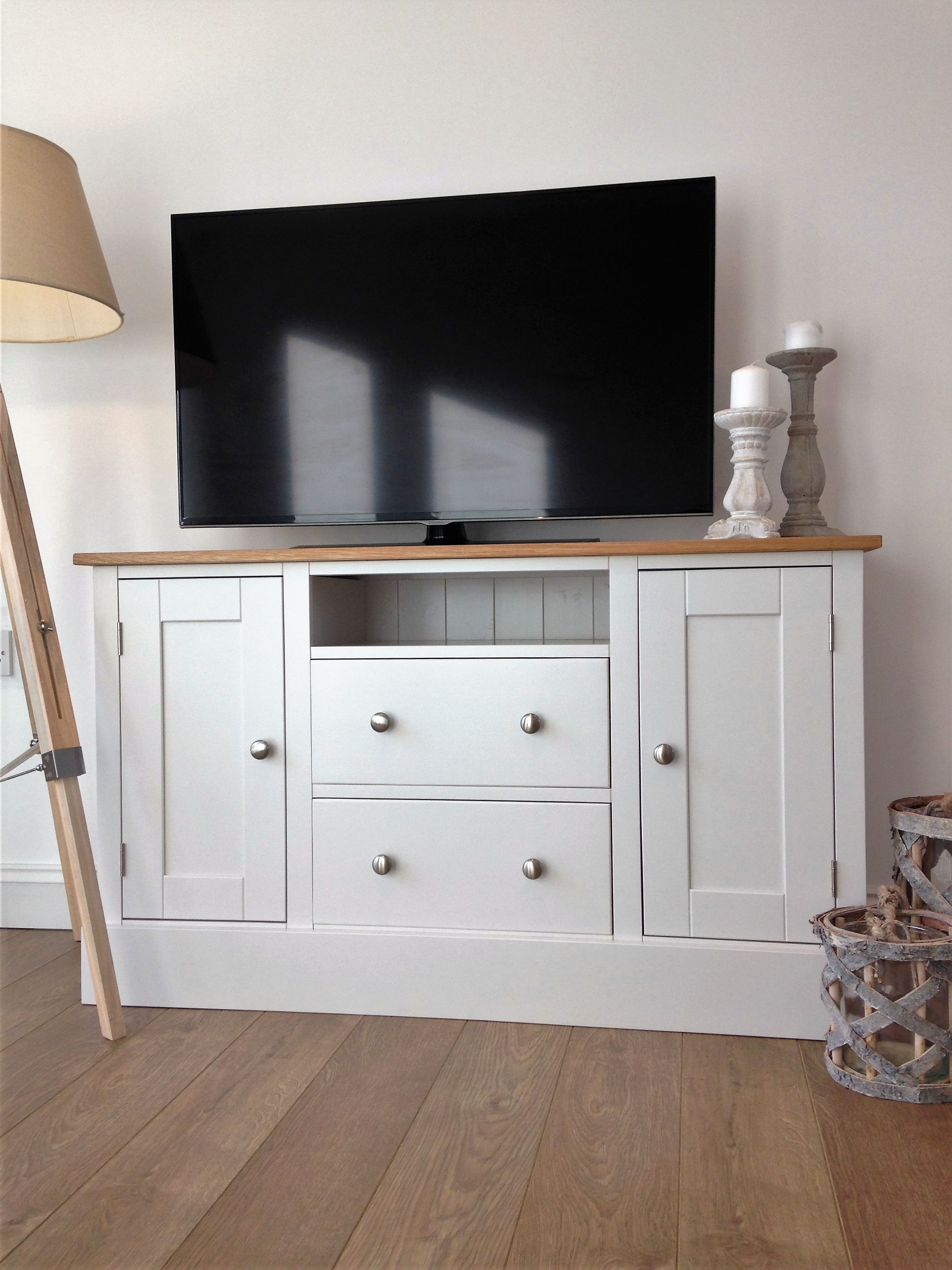 Trendy Solid Pine Tv Cabinets Throughout 4ft Painted Tv Cabinet Made Of Solid Oak & Pine – Nest At Number  (View 17 of 20)