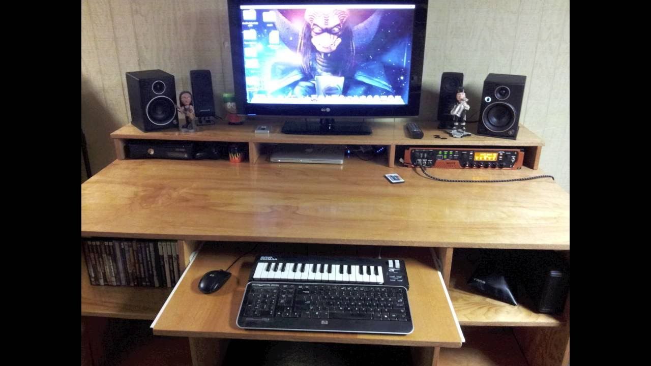 Tv Stands And Computer Desks For Most Recent Homemade Recording Studio Desk / Tv Stand With Led Lights – Youtube (View 4 of 20)