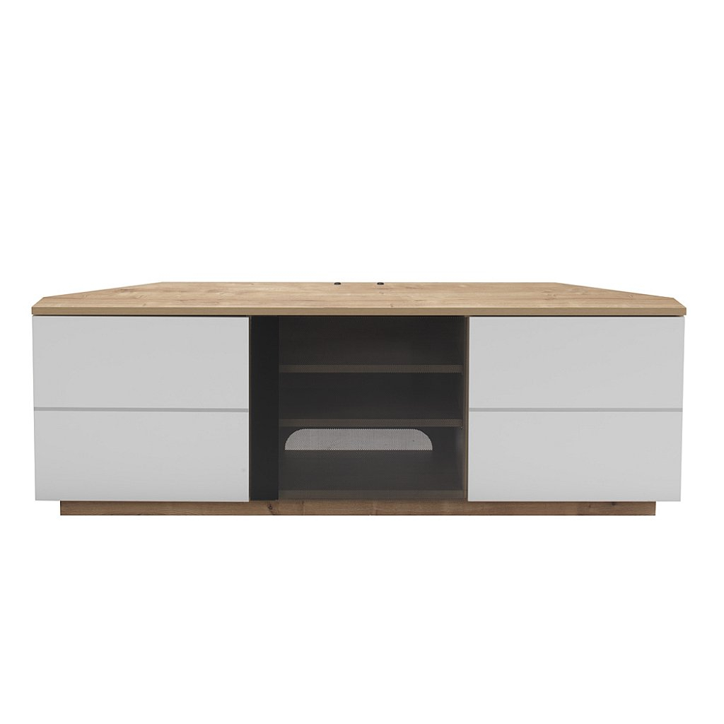 Uk Cf – Milan Corner Tv Stand In Oak And White Regarding Famous White Corner Tv Cabinets (Photo 2 of 20)