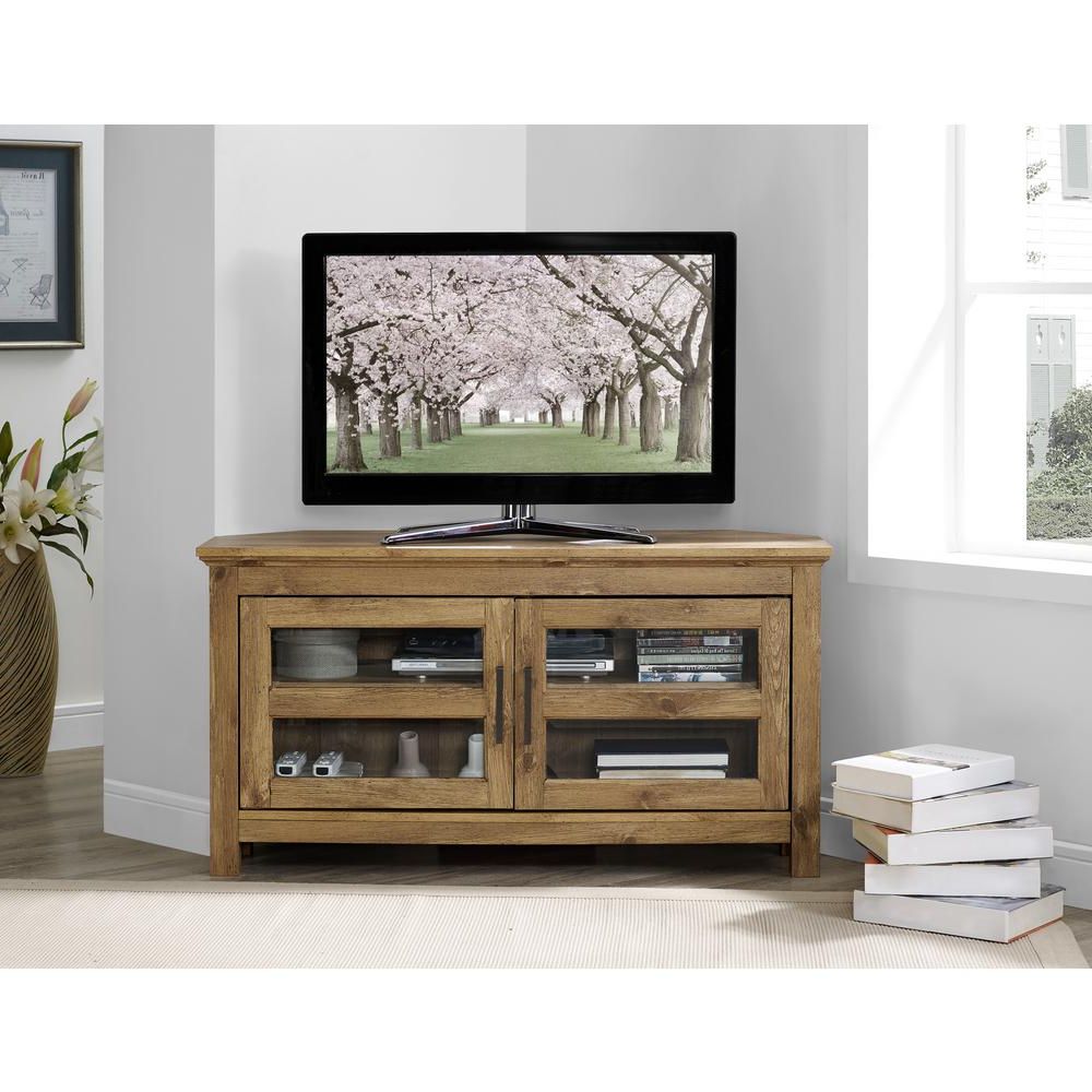Walker Edison Furniture Company 44 In. Wood Corner Tv Media Stand Regarding Recent 24 Inch Corner Tv Stands (Photo 14 of 20)