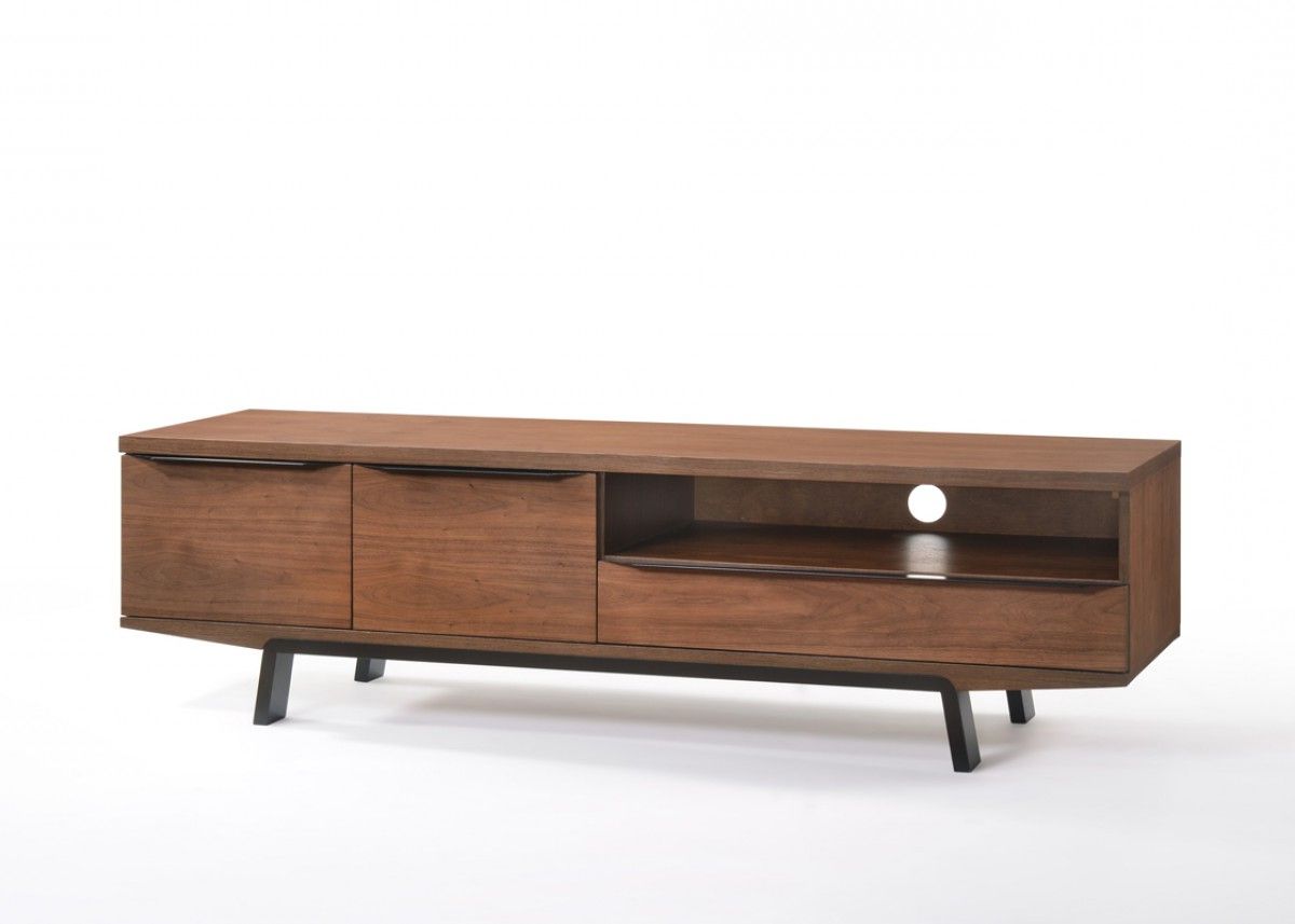 Walnut Tv Cabinets Throughout Recent Modern Natural Walnut Tv Stand With Black Legs Philadelphia (View 13 of 20)