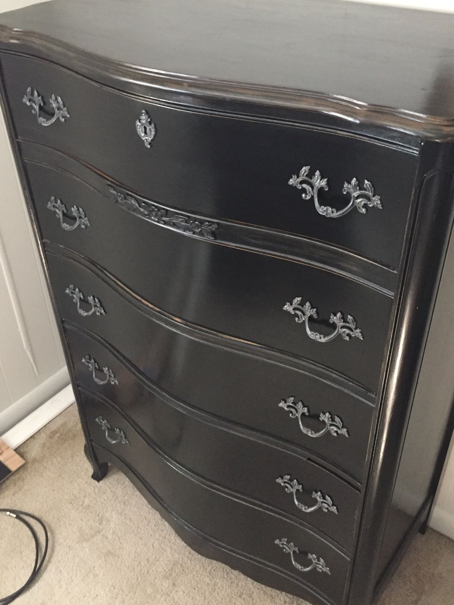 Waverly Chalk Paint In Ink With Semi Gloss Polycrylic. The Top I With Most Recent Dixon Black 65 Inch Highboy Tv Stands (Photo 17 of 20)