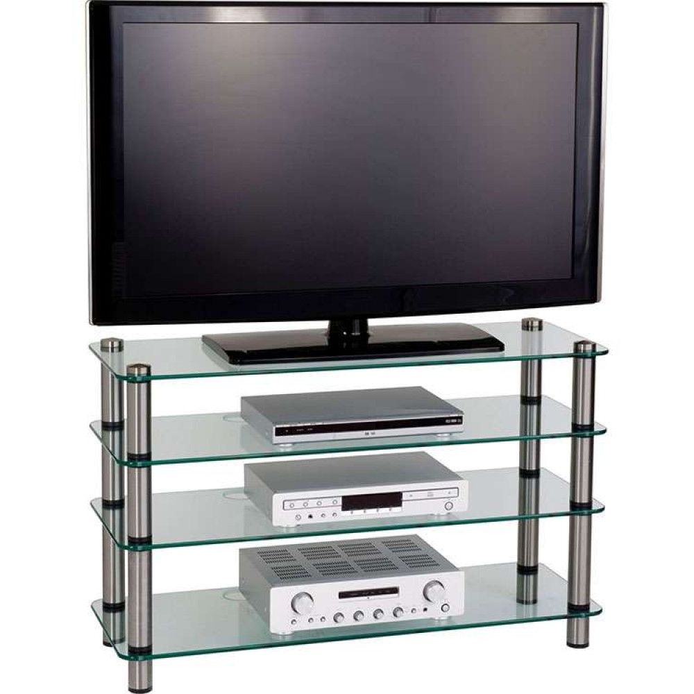 Well Known 4 Tier Glass Shelves Display Flatscreen Tv Stand Unit With Slimline Tv Cabinets (View 16 of 20)