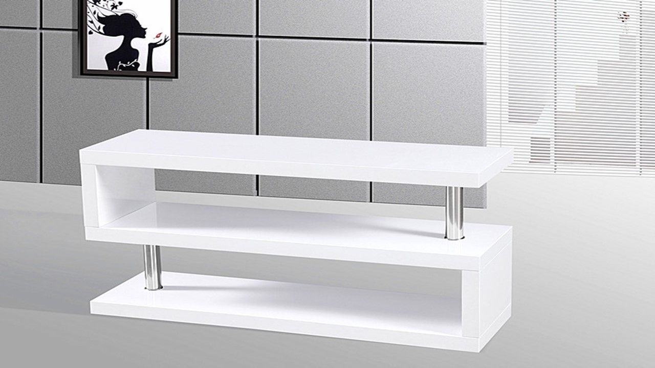Well Known Glossy White Tv Stands In White Gloss Tv Console Glass And Steel Stand 30 Inch High Television (Photo 6 of 20)