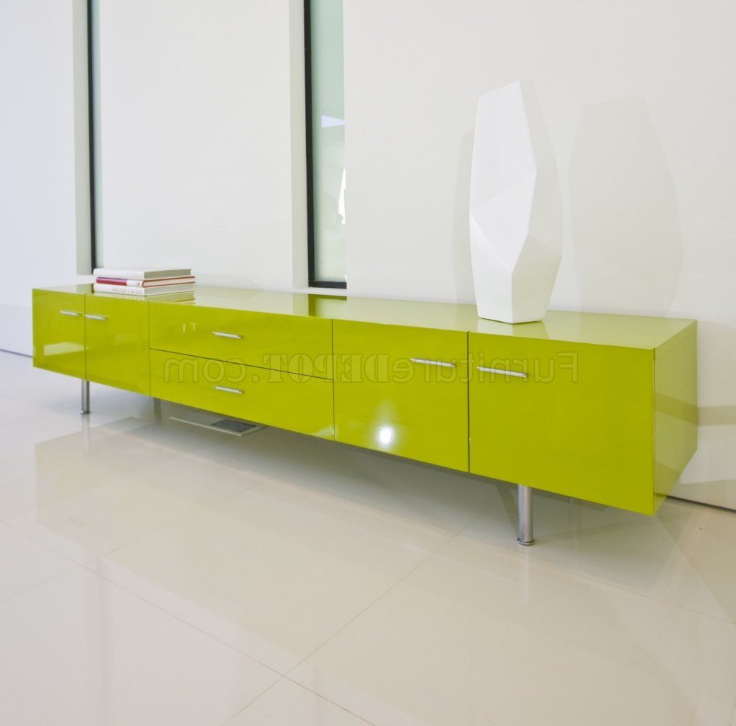 Well Known Green High Gloss Finish Modern Tv Stand W/doors & Drawers Throughout Green Tv Stands (View 4 of 20)