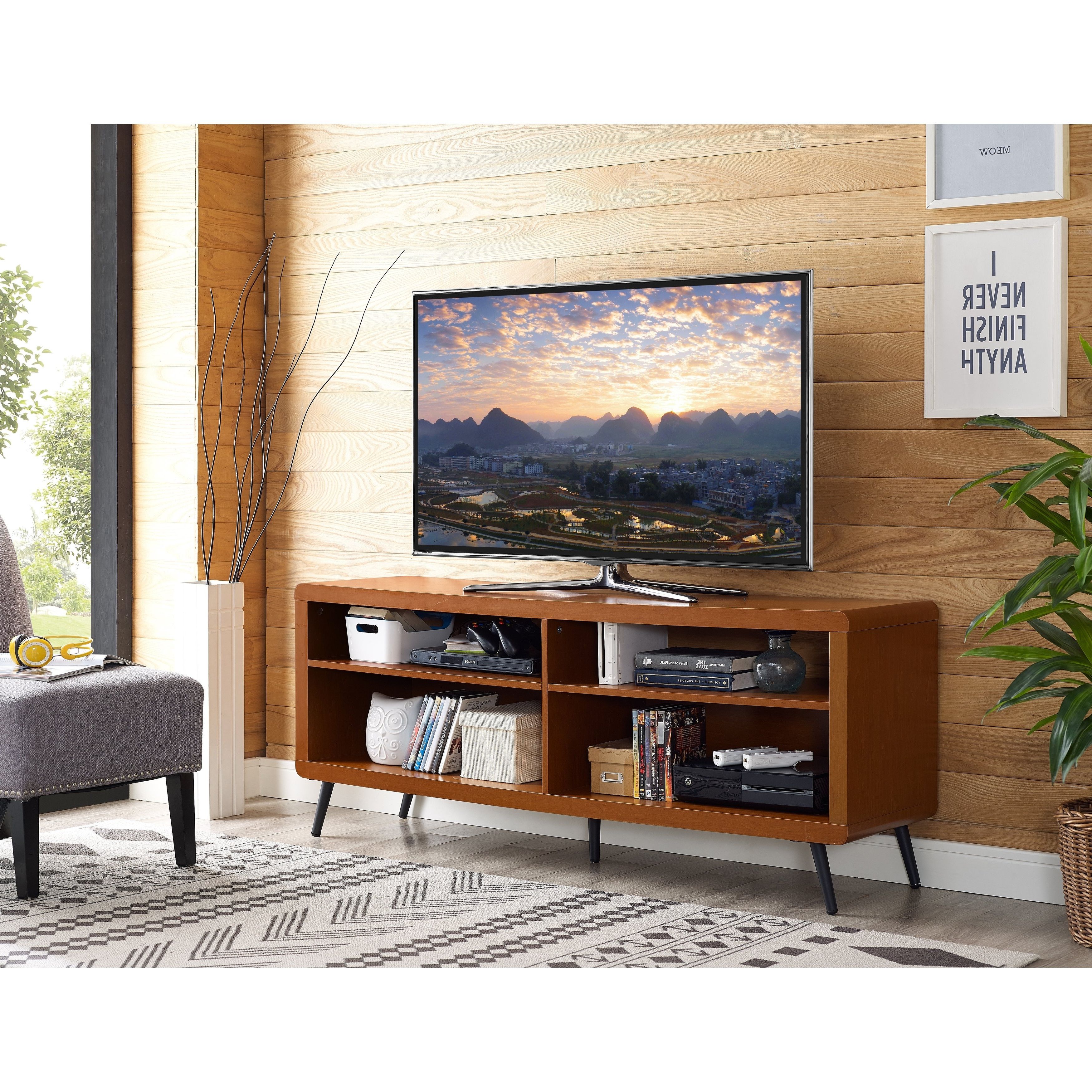 Well Known Shop 58" Tv Stand Console – Acorn – 58 X 16 X 24h – On Sale – Free Throughout Tv Stands With Rounded Corners (View 8 of 20)