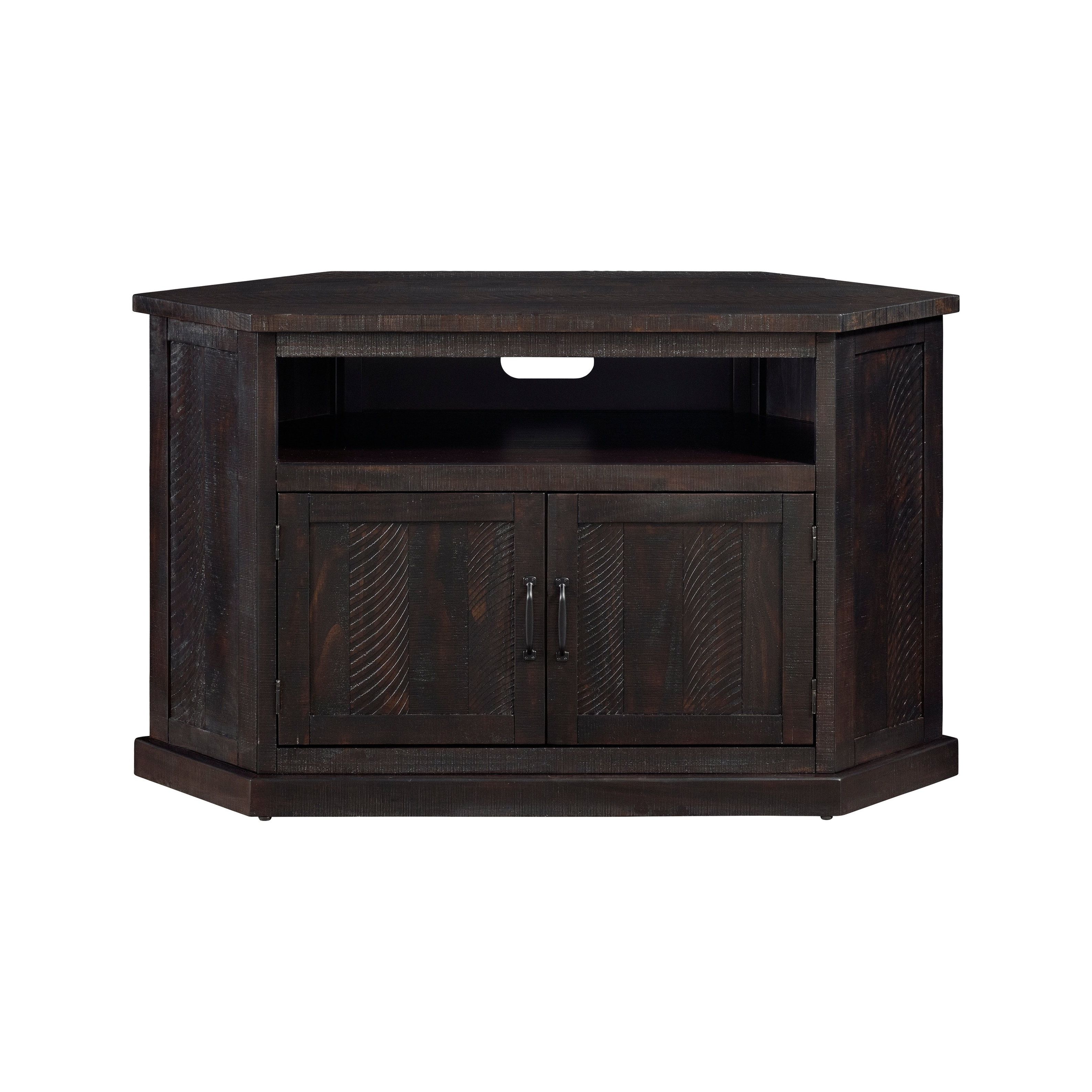 Well Known Solid Wood Black Tv Stands Regarding Shop Martin Svensson Home Rustic Collection 50" Solid Wood Corner Tv (Photo 12 of 20)