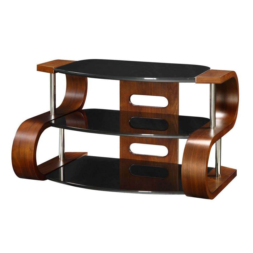 Well Known Unusual Tv Units With Regard To Unusual Dark Wooden Modern Tv Stand 3 Tier Black Glass (View 2 of 20)