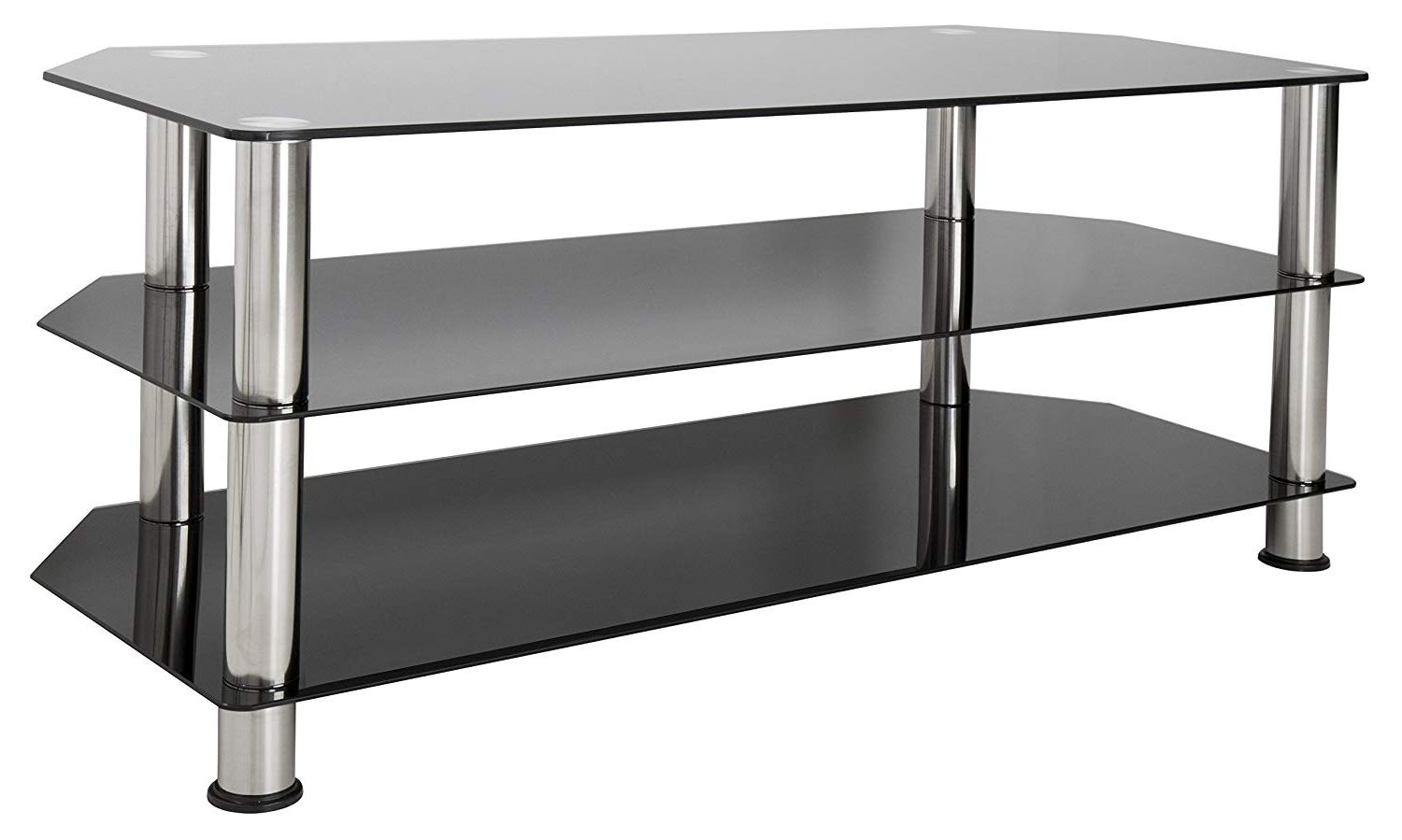 Well Liked Amazon: Avf Sdc1140 A Tv Stand For Up To 55 Inch Tvs, Black Inside Black Glass Tv Stands (Photo 2 of 20)