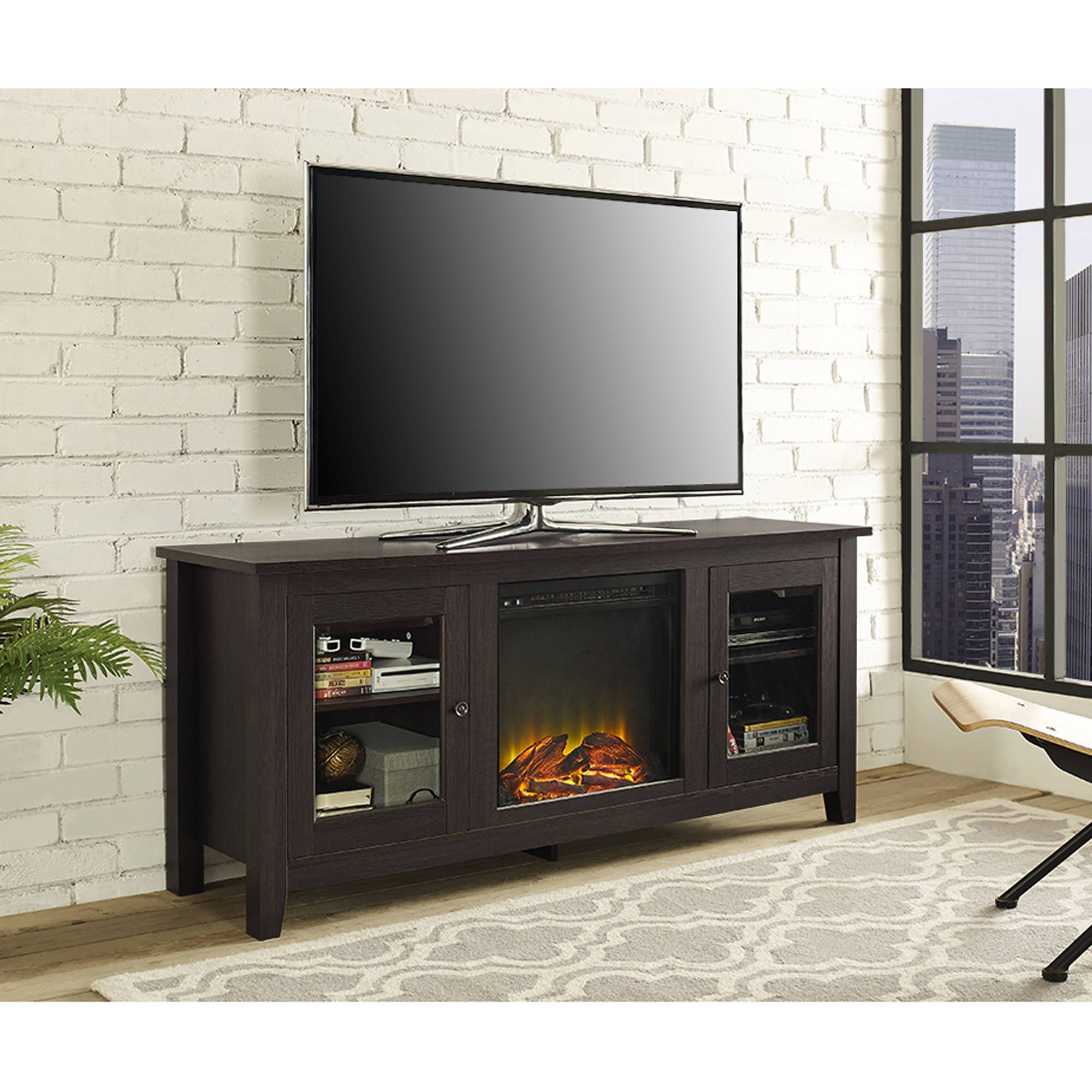 Well Liked Dark Brown Corner Tv Stands Regarding Tv Stands & Entertainment Centers – Walmart (View 16 of 20)