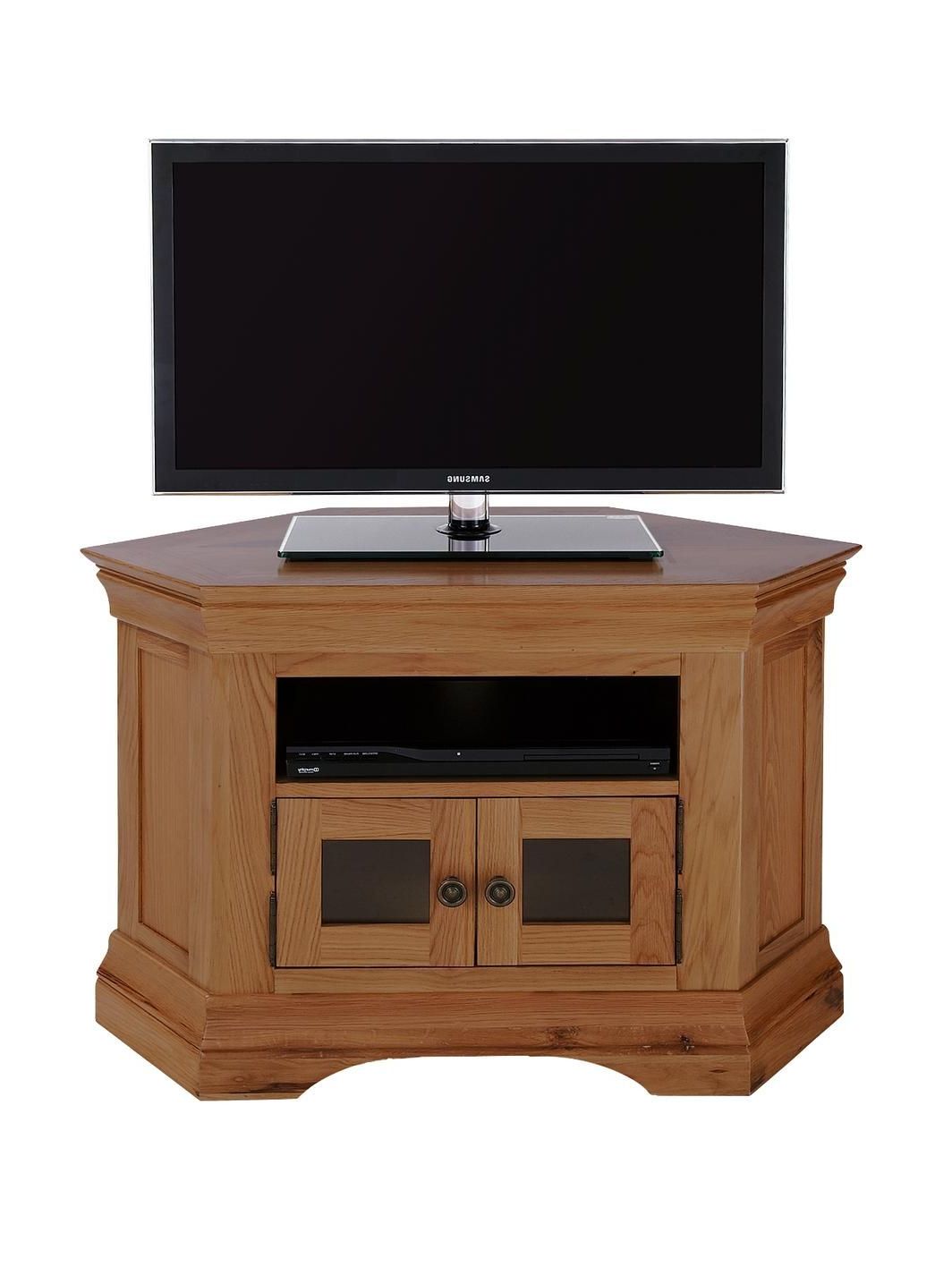 Well Liked Dark Wood Corner Tv Stands Pertaining To Luxe Collection Constance Oak Ready Assembled Corner Tv Unit – Fits (View 12 of 20)
