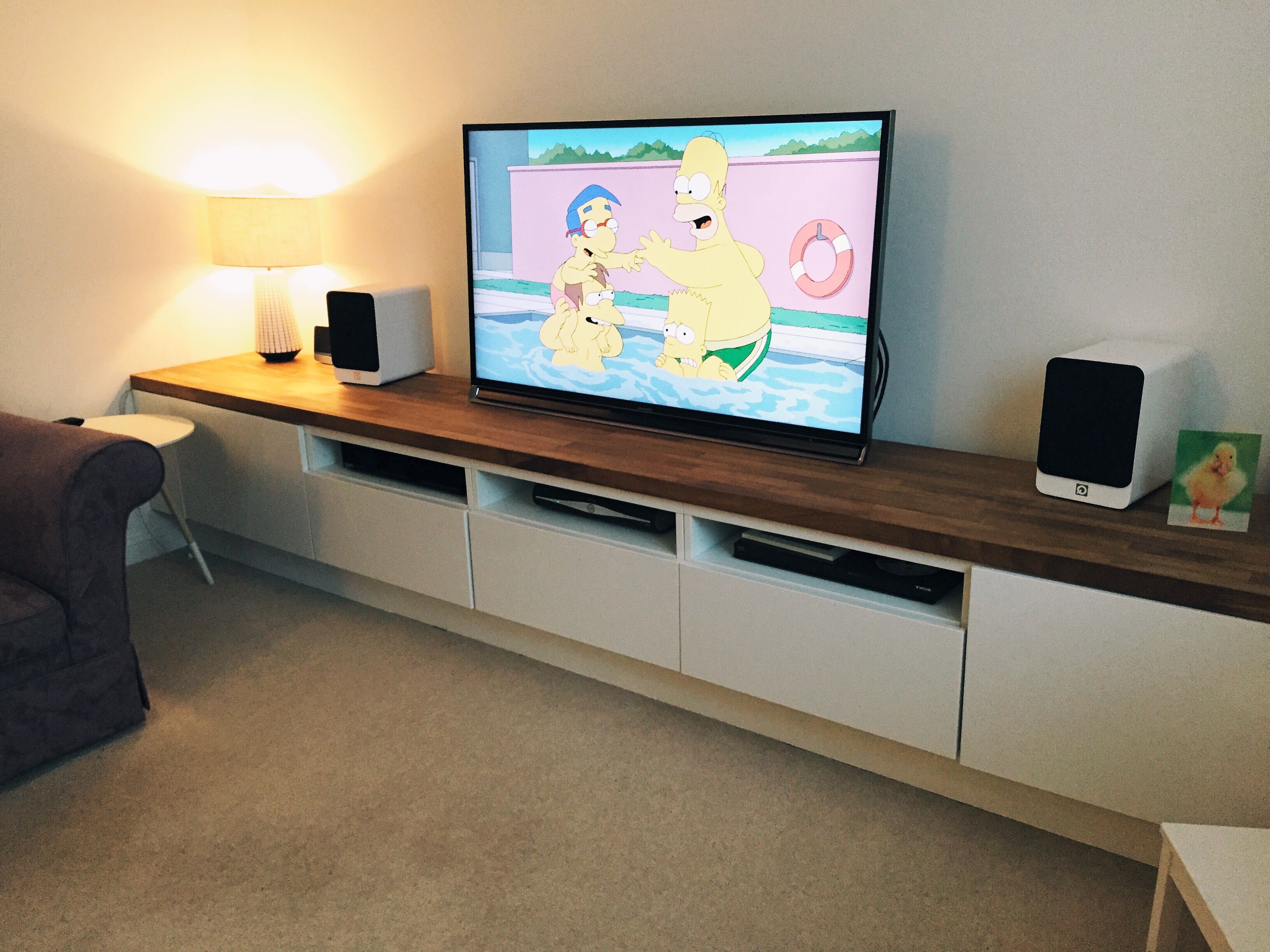 Well Liked Long Tv Unit. Custom Built Ikea Hack Using Besta Units On Bespoke With Regard To Long Tv Stands (Photo 2 of 20)
