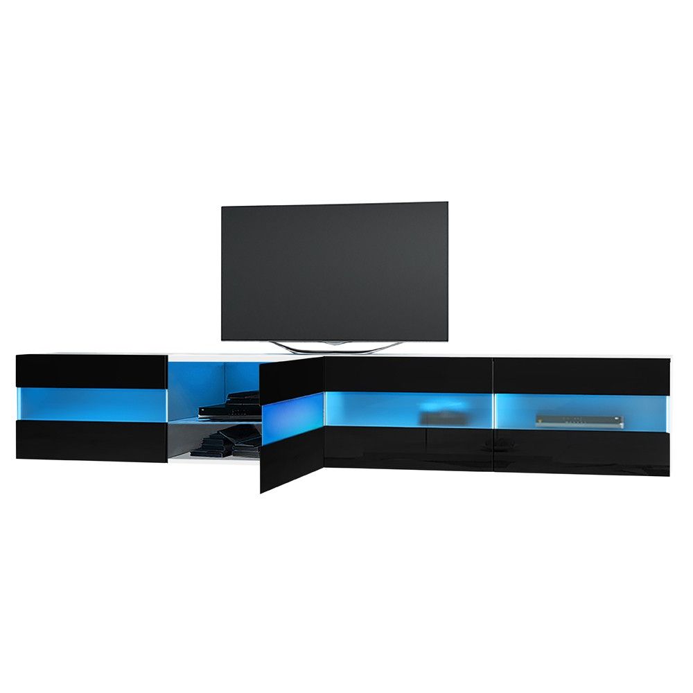 Well Liked Maddox Floating White/black Gloss Tv Unit 200cm Tv Up To 70" Pertaining To Black Gloss Tv Stands (View 9 of 20)