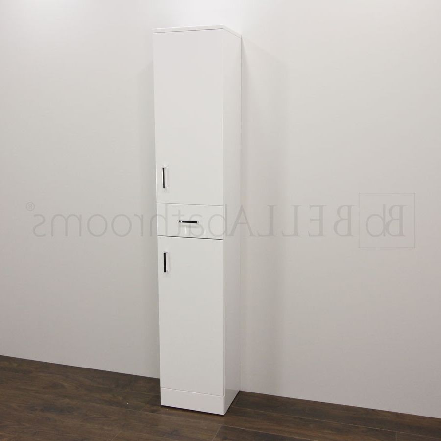 White High Gloss Tall Bathroom Tall White Gloss Bathroom Cabinet Intended For Latest White High Gloss Corner Tv Unit (Photo 20 of 20)