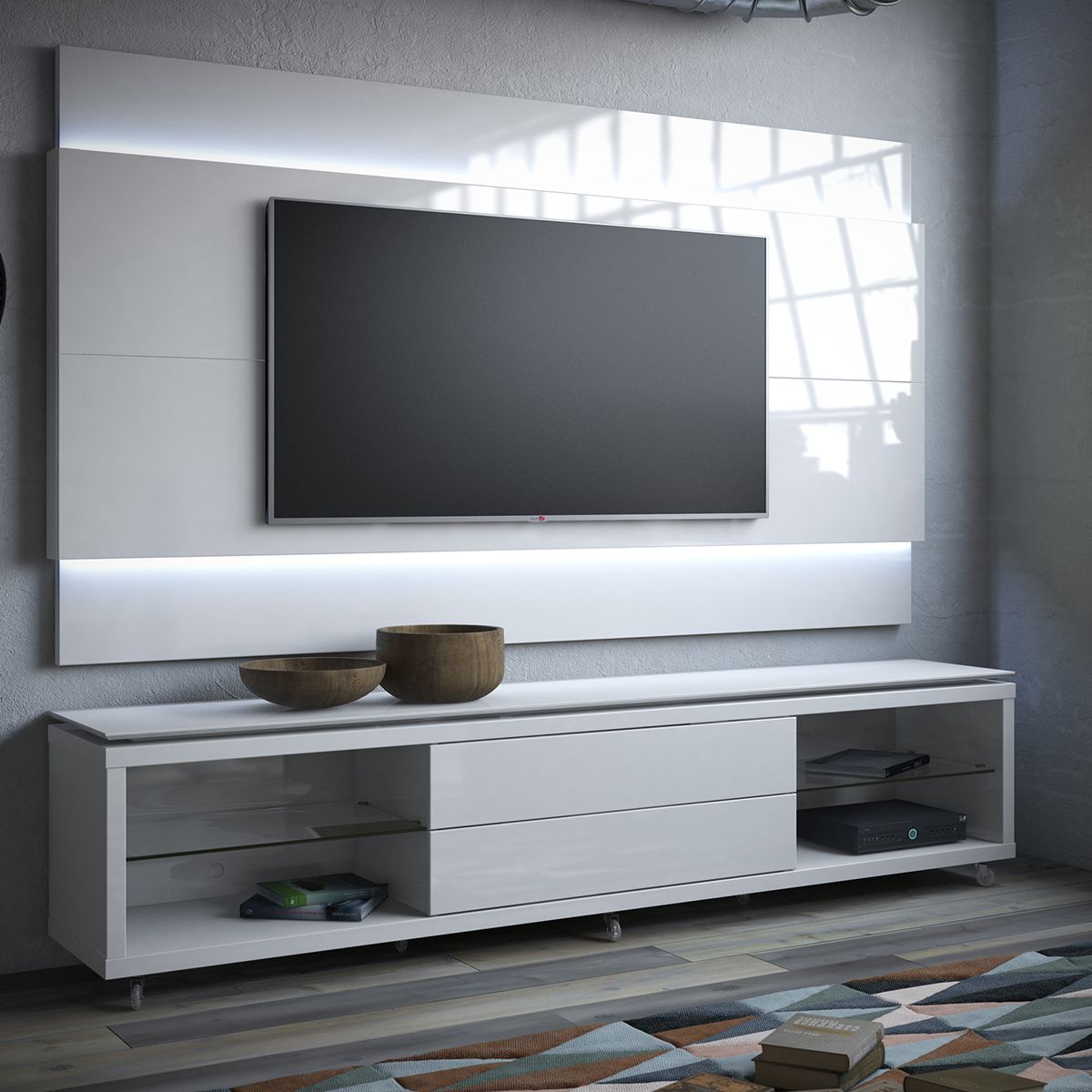 White Wall Mount Tv Stand High Gloss Mounted Unit Cabinet Galaxy Regarding Famous White Wall Mounted Tv Stands (View 16 of 20)