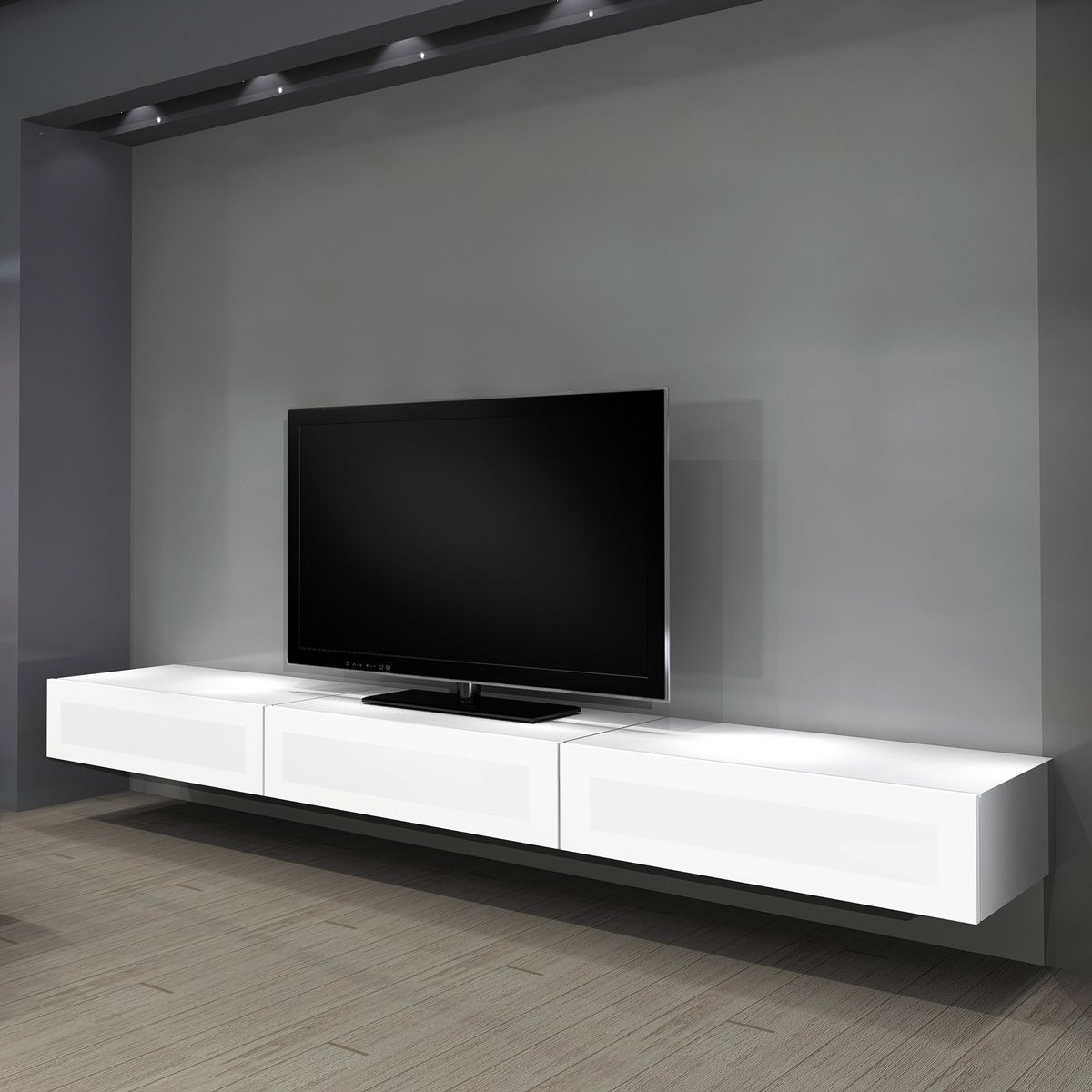 White Wall Mounted Tv Stands Throughout Preferred White Wall Mounted Tv Stands (Photo 1 of 20)